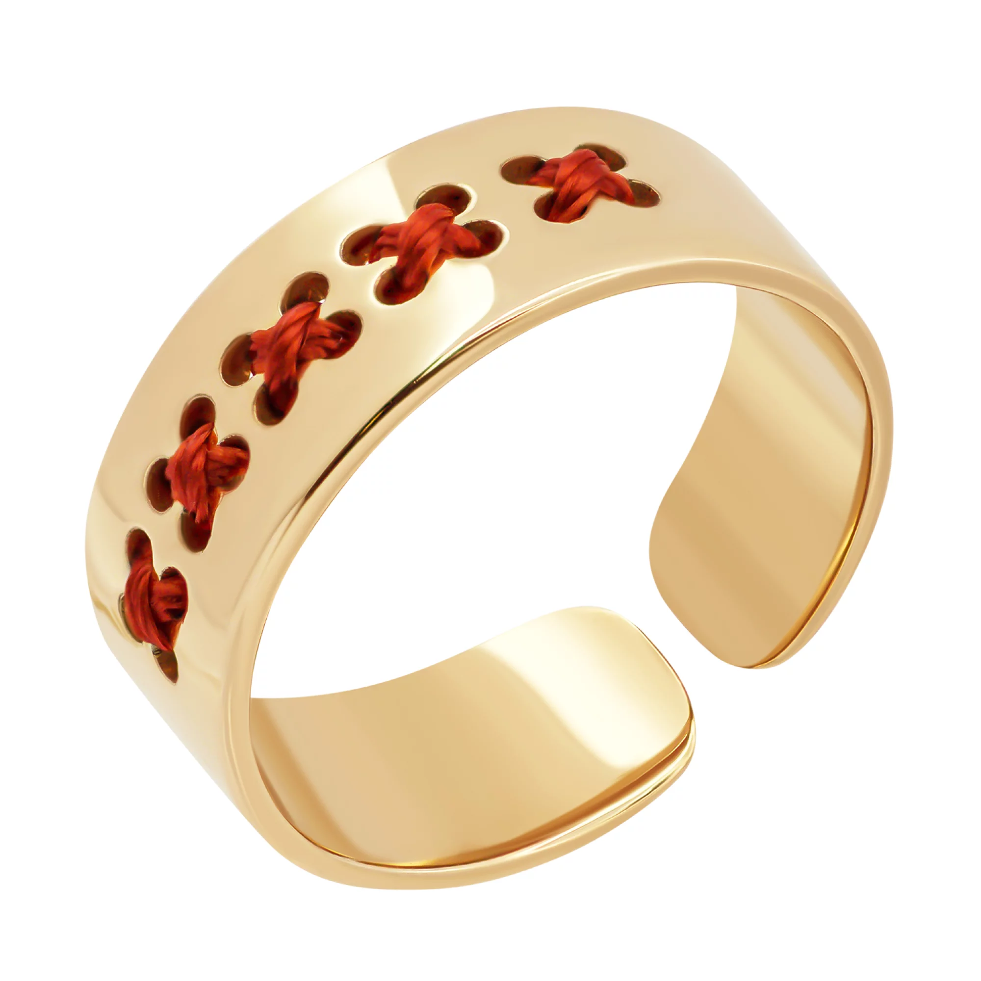 Кольцо из красного золота с шелком и элементами вышивки  - 1339275 – изображение 1