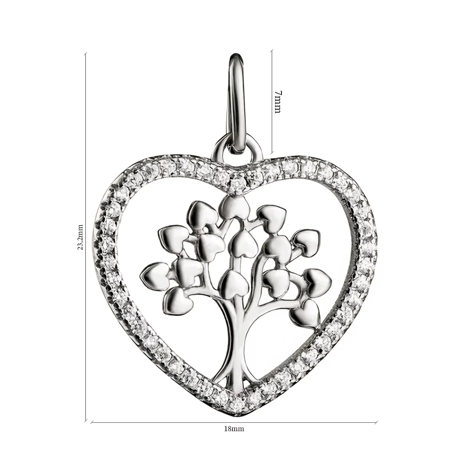 Підвіс срібний з фіанітами "Дерево Кохання" - 1517108 – зображення 2