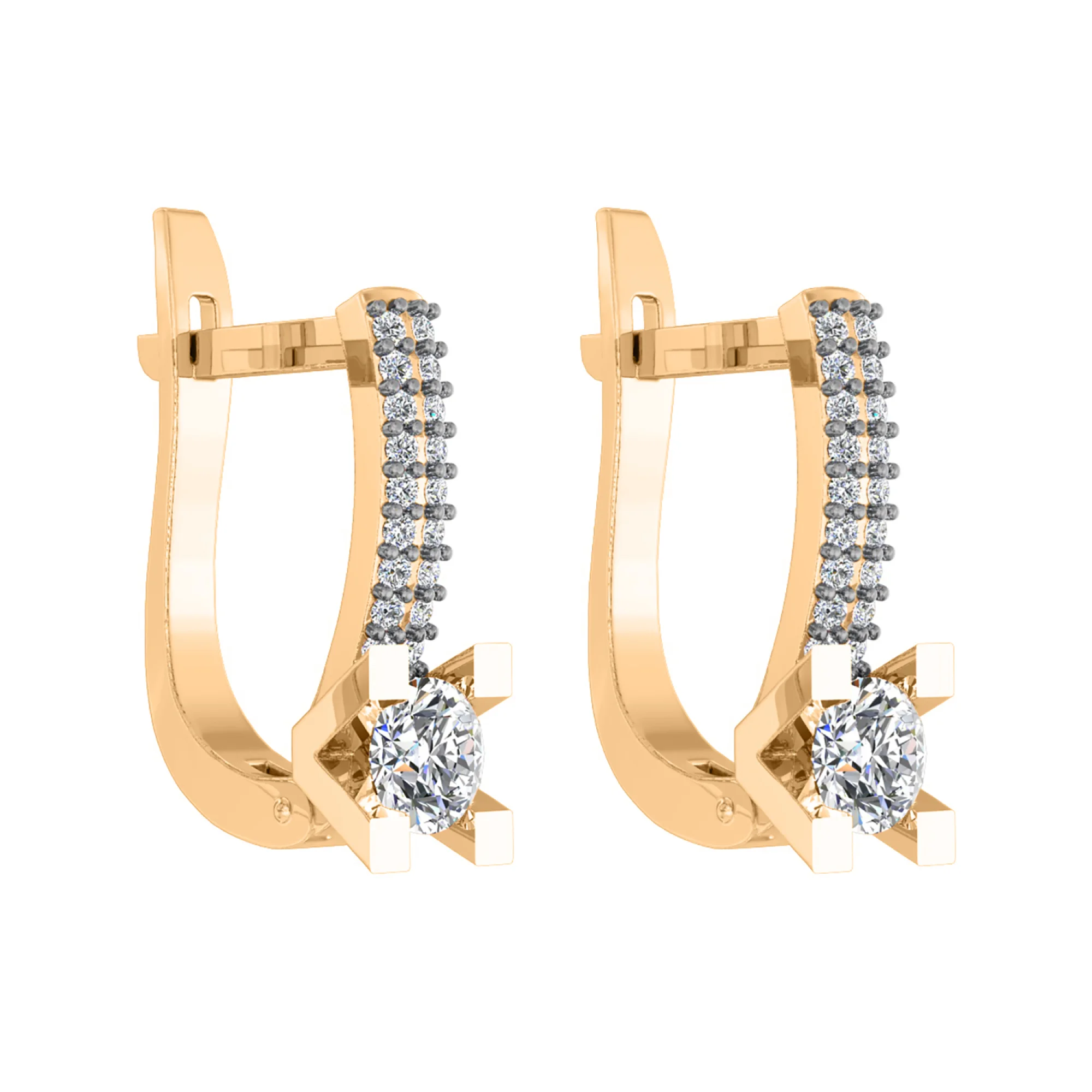 Серьги с фианитами в красном золоте - 613863 - 1