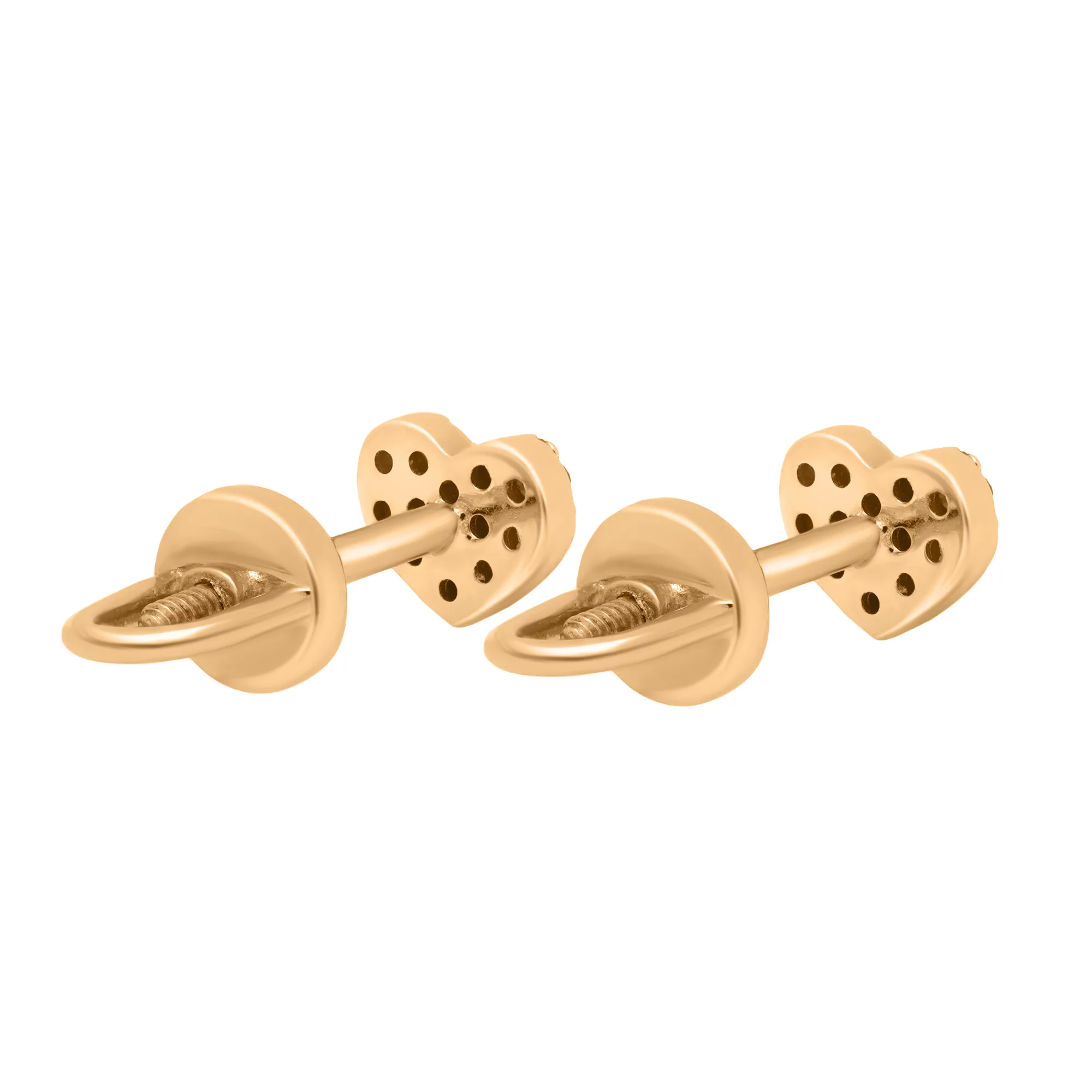 Серьги-гвоздики в красном золоте с бриллиантами - 1728745 – изображение 2