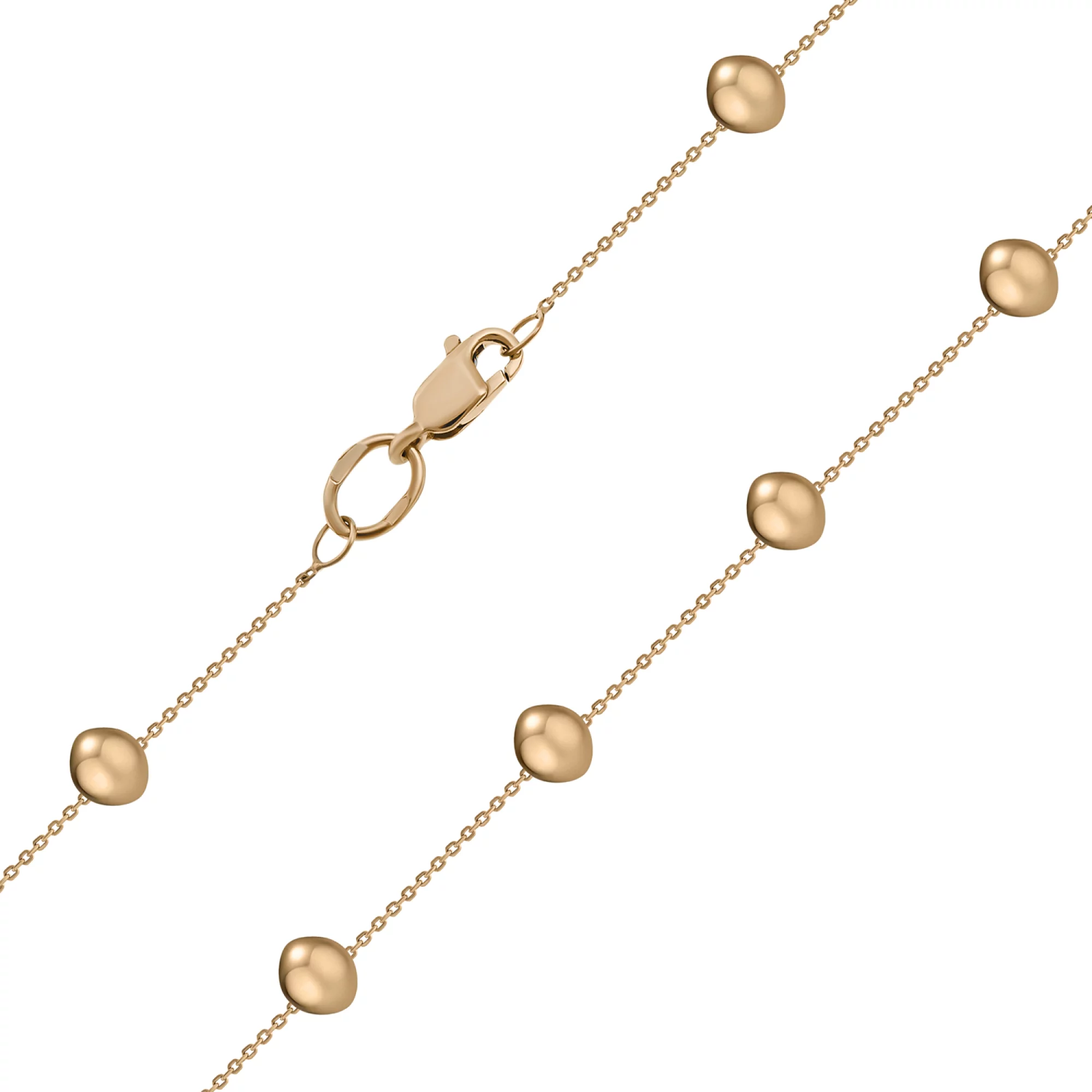 Колье из красного золота с шариками якорное плетение - 855714 – изображение 1