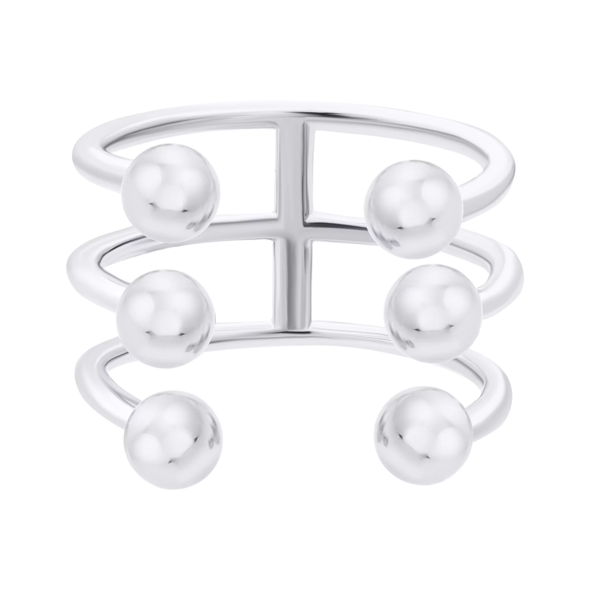 Тройное кольцо из серебра с "Шариками" - 1520402 – изображение 2