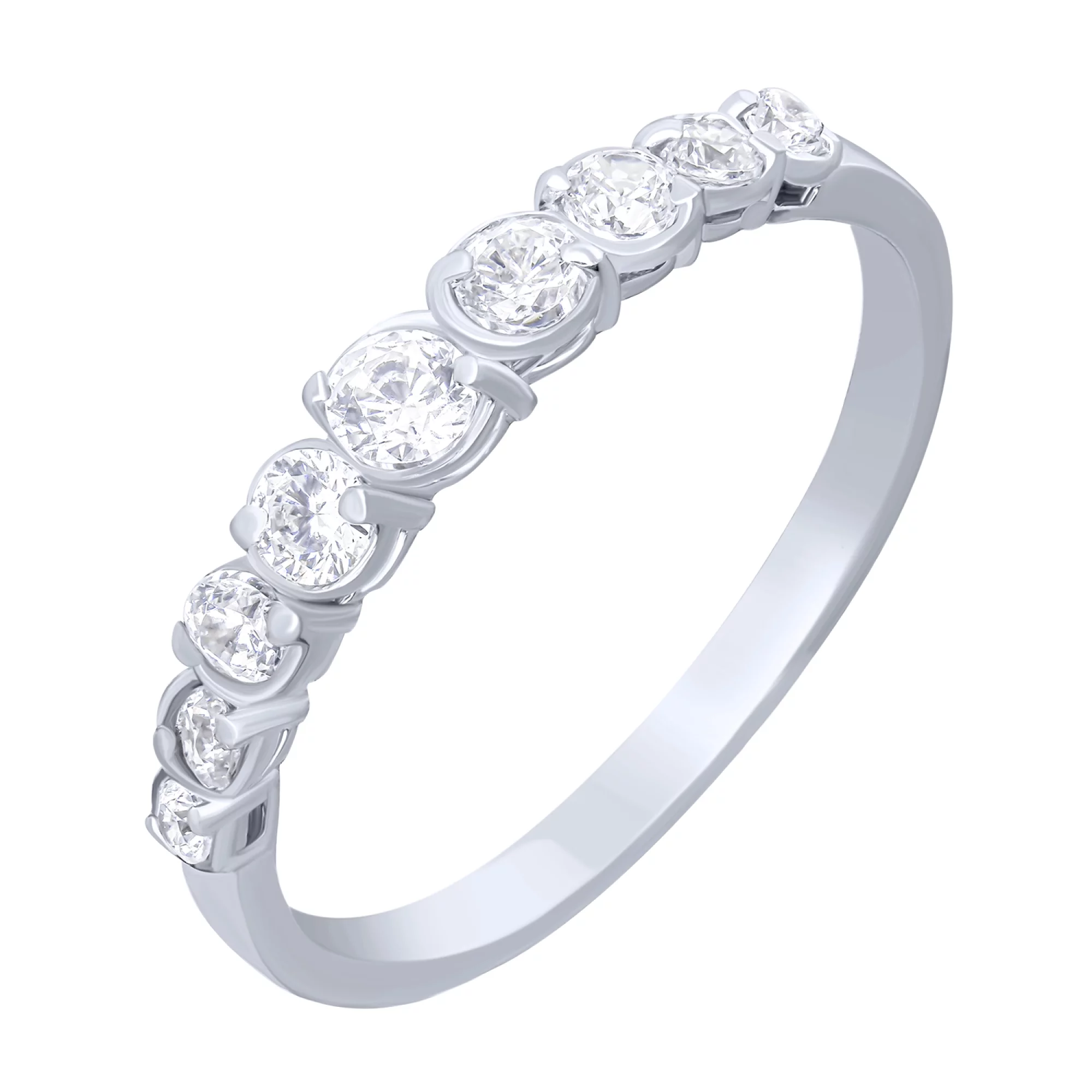 Серебряное кольцо с дорожкой фианитов - 1679363 – изображение 1