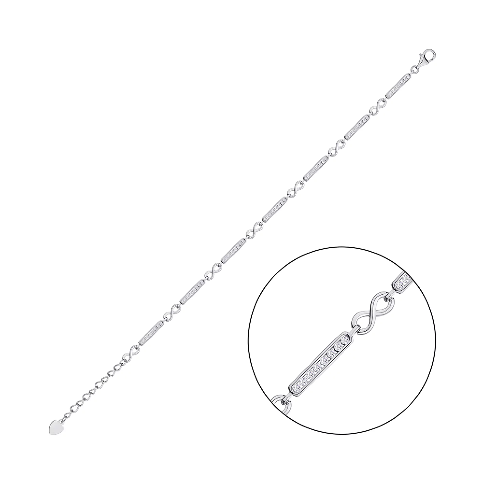 Браслет из серебра с фианитом плетение Фантазия - 1294700 – изображение 2