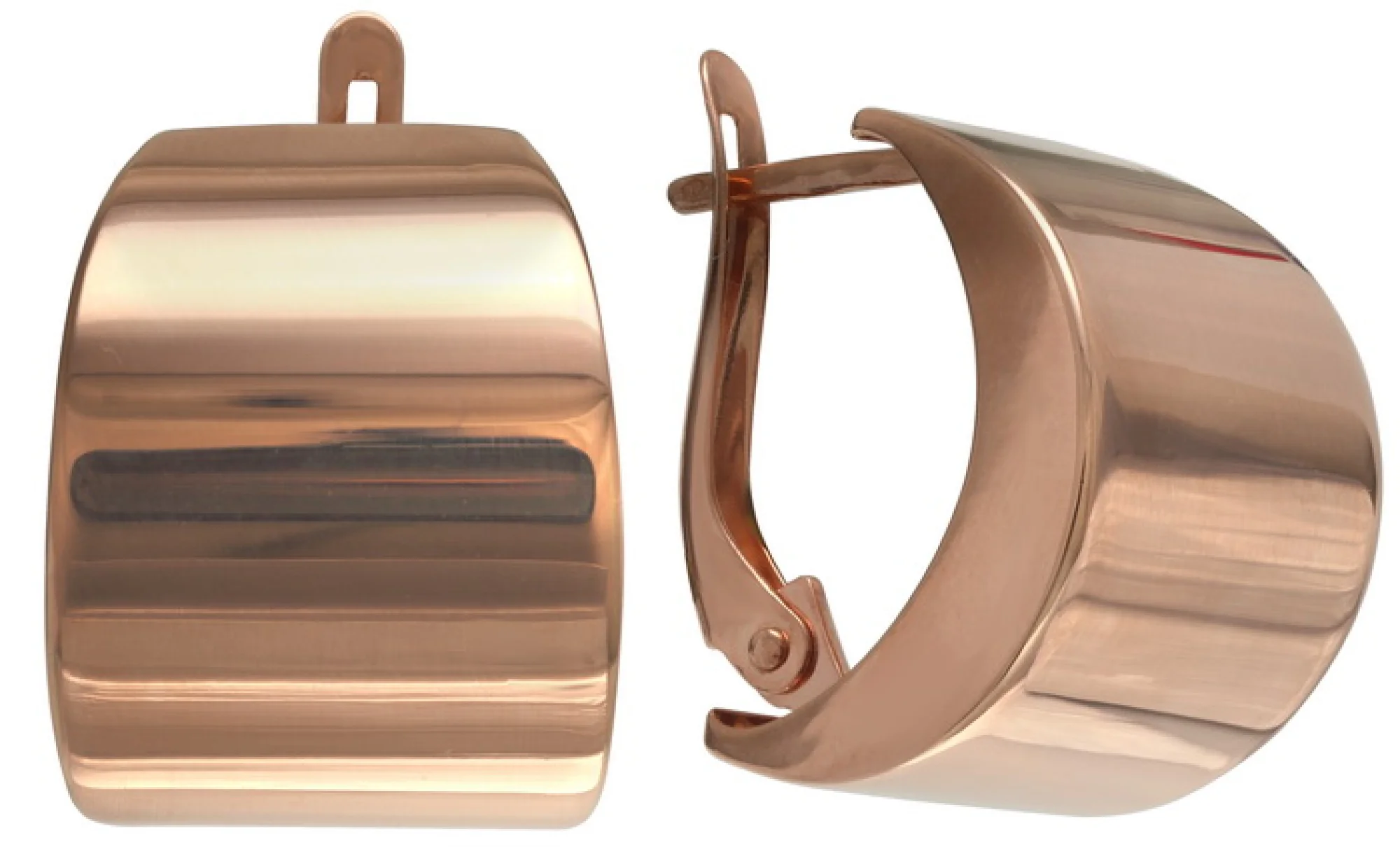 Серьги широкие из красного золота - 409829 - 1