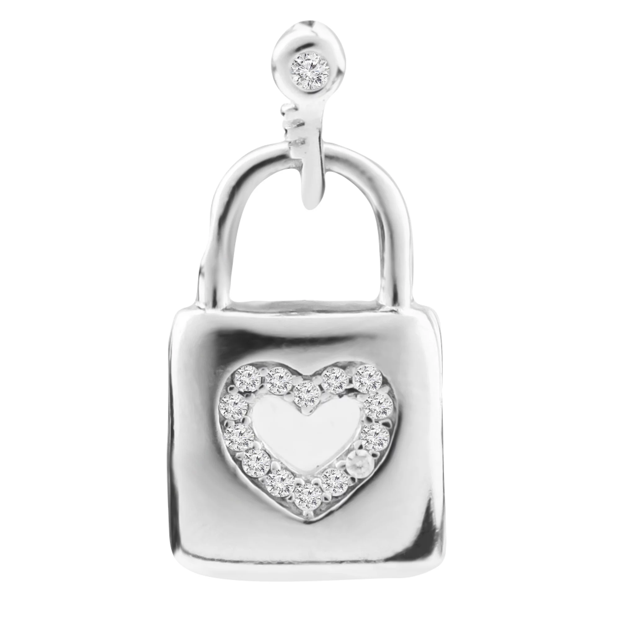 Серебряная подвеска с фианитами Замок с Сердцем - 421431 – изображение 1