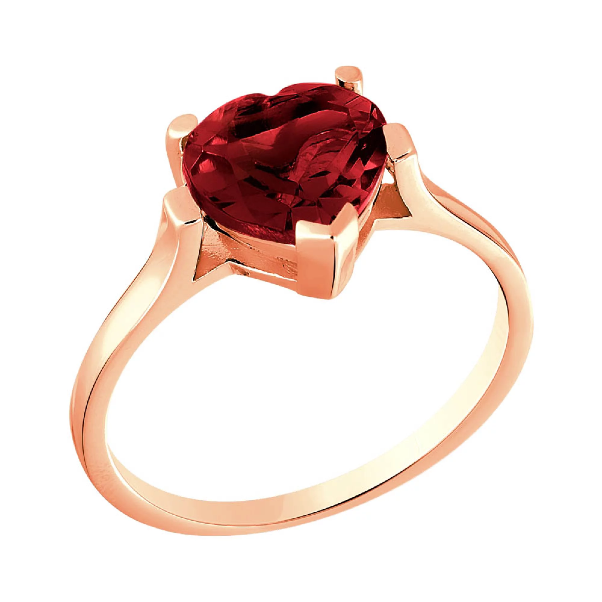 Кольцо из красного золота с гранатом Сердце - 971129 – изображение 1