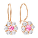 Сережки-петли детские из красного золота с фианитами - 960281