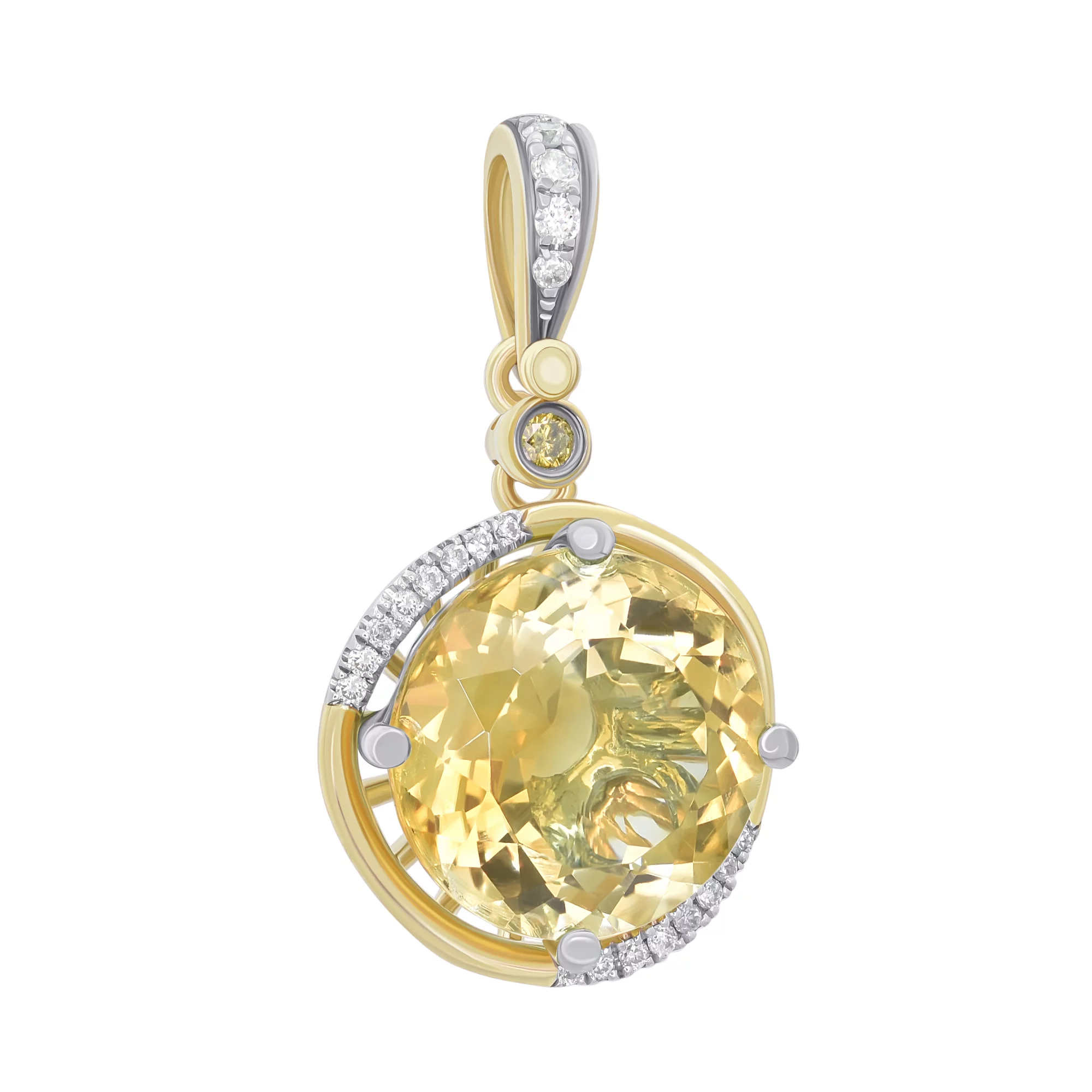Подвеска из лимонного золота с бриллиантами и цитрином - 1254839 – изображение 1