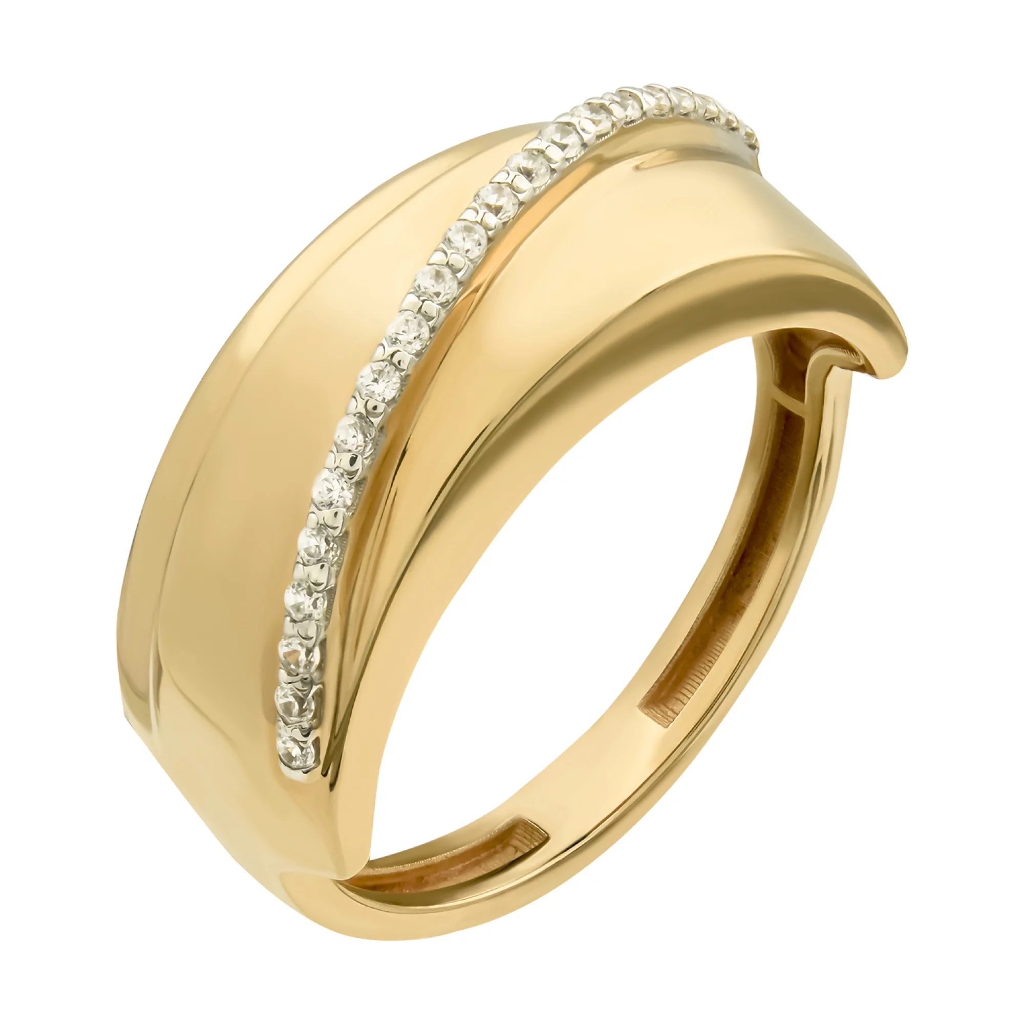 Кольцо из красного золота с фианитом - 482904 – изображение 1