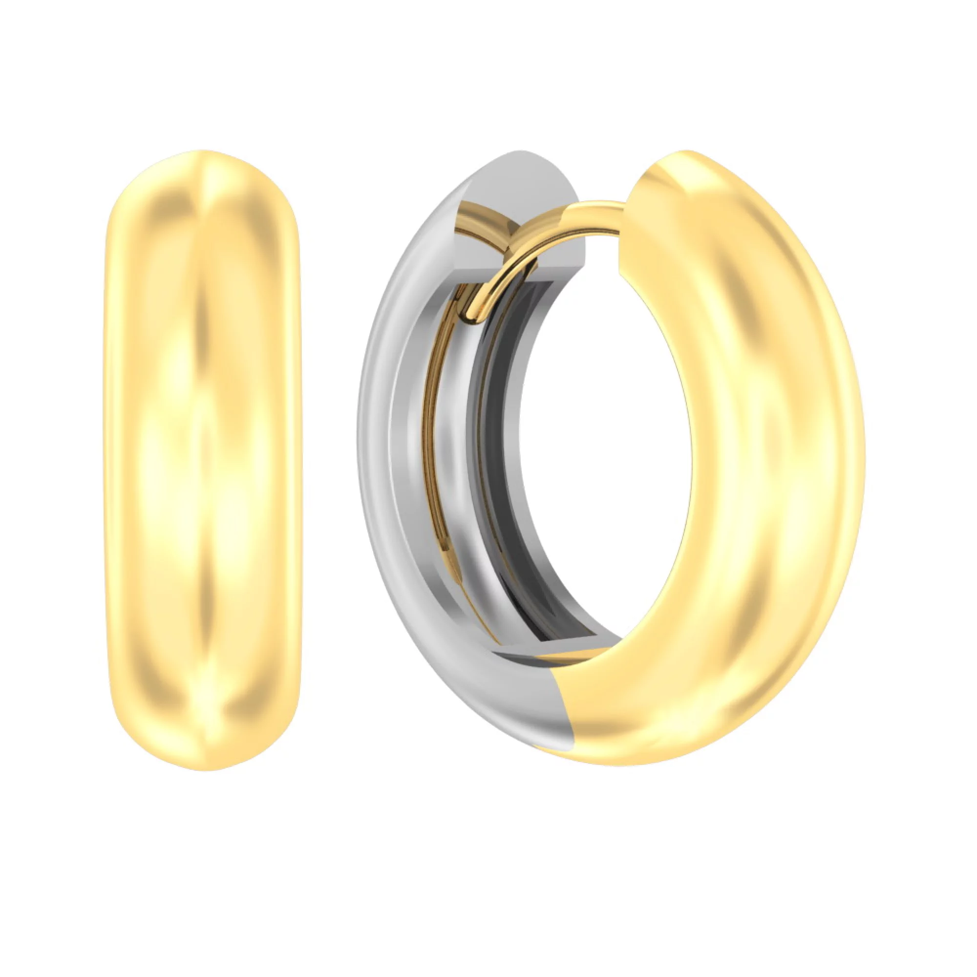 Сережки-кільця з комбінованого золота - 1501359 – зображення 1