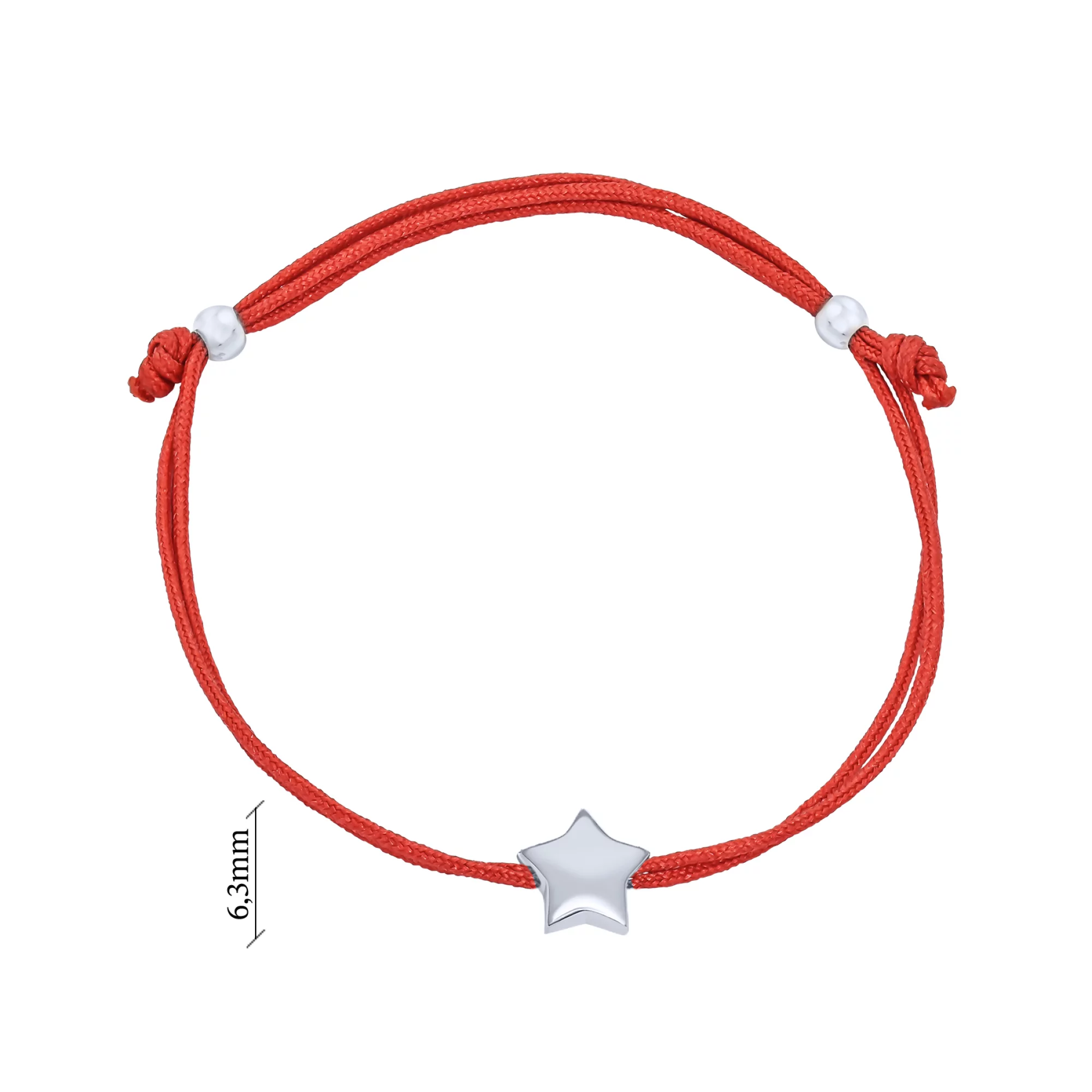Браслет из красного шелка с серебром "Звезда" - 1624709 – изображение 2