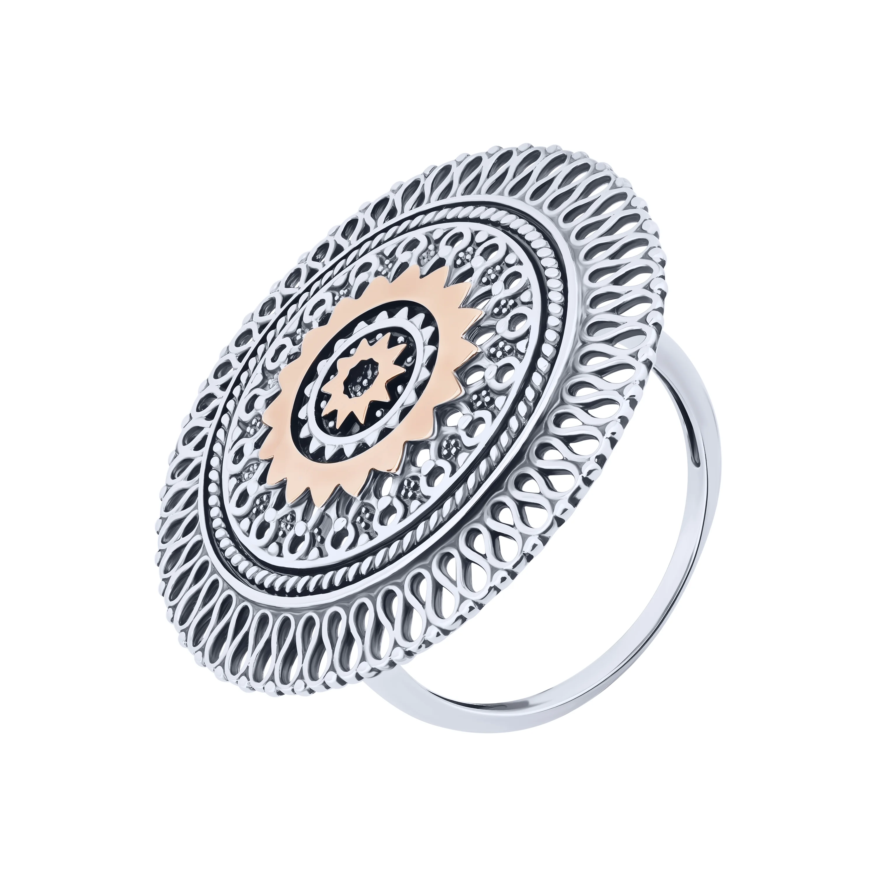 Комбіновані жіночі каблучки із срібла та золота