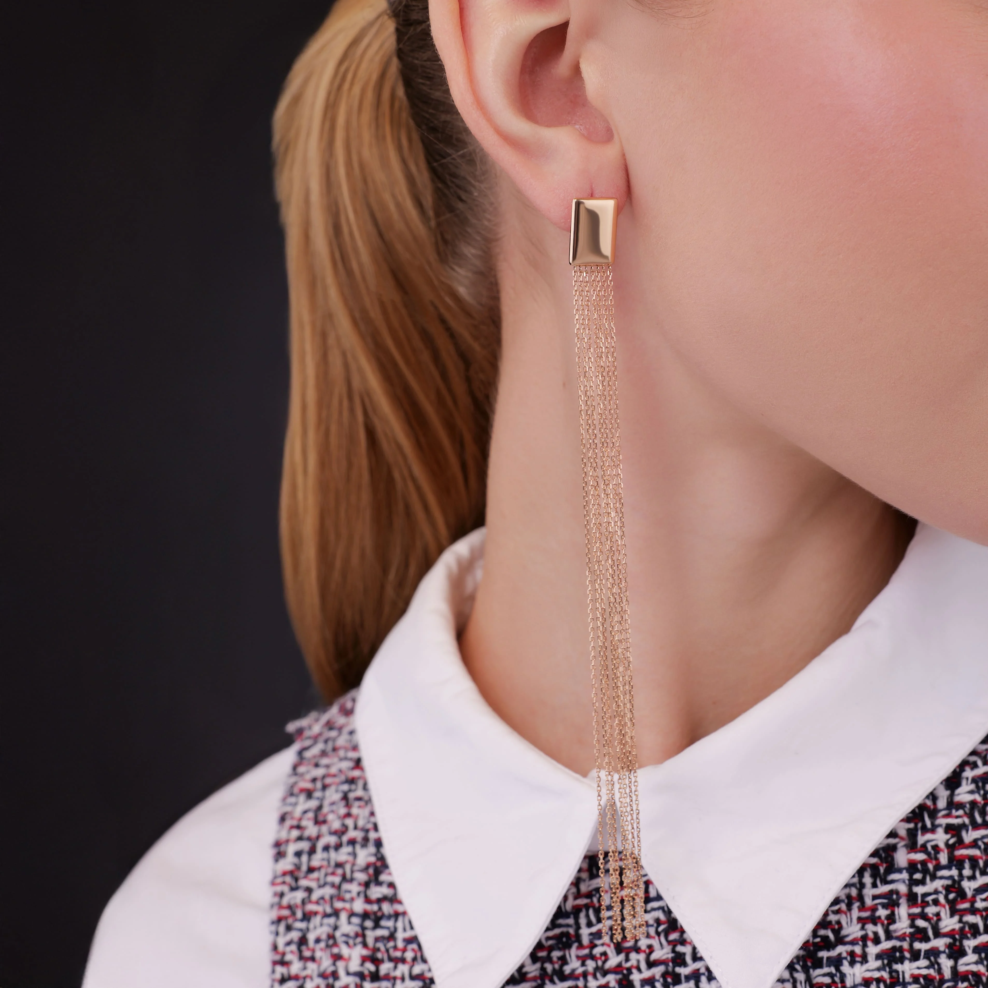 Длинные моносерьги (в одно ухо)