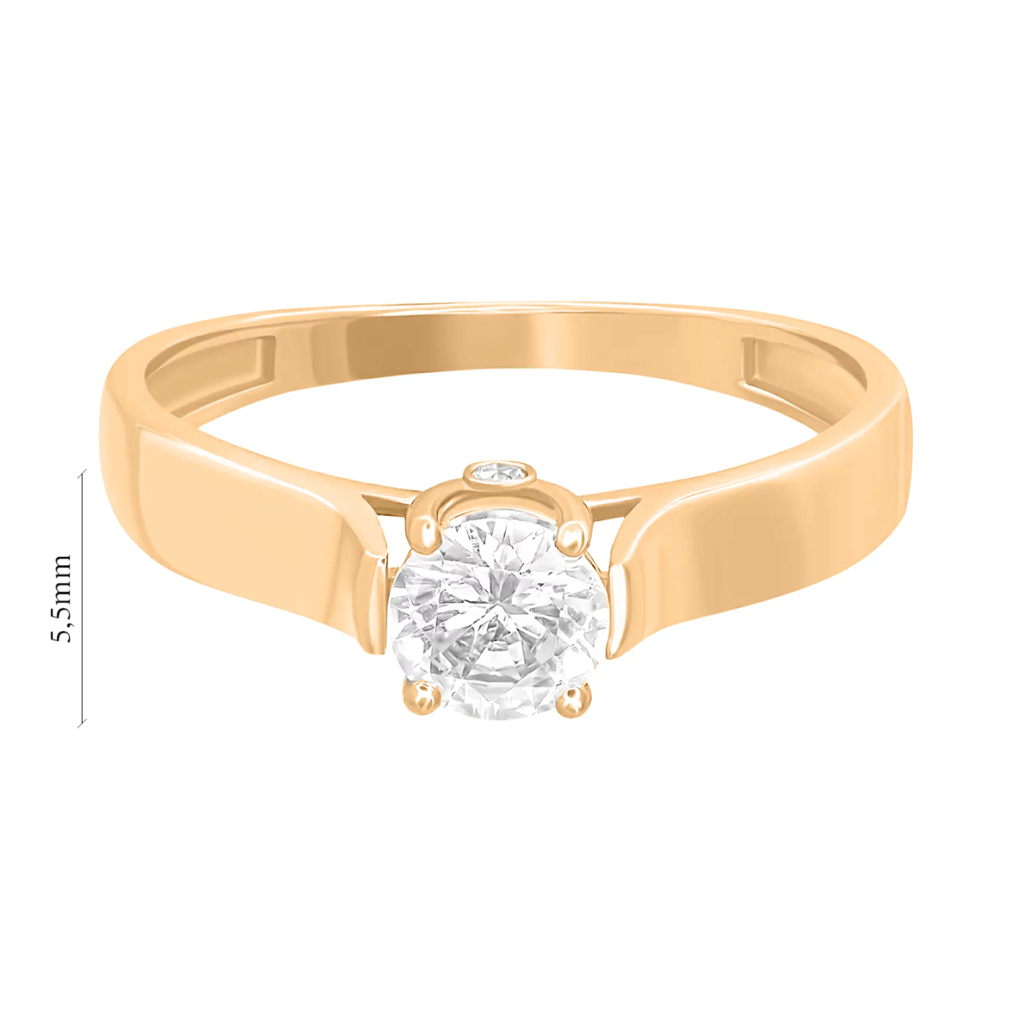 Кольцо для помолвки из красного золота с фианитом - 972588 – изображение 2