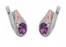 Сережки из серебра с фианитами - 410925