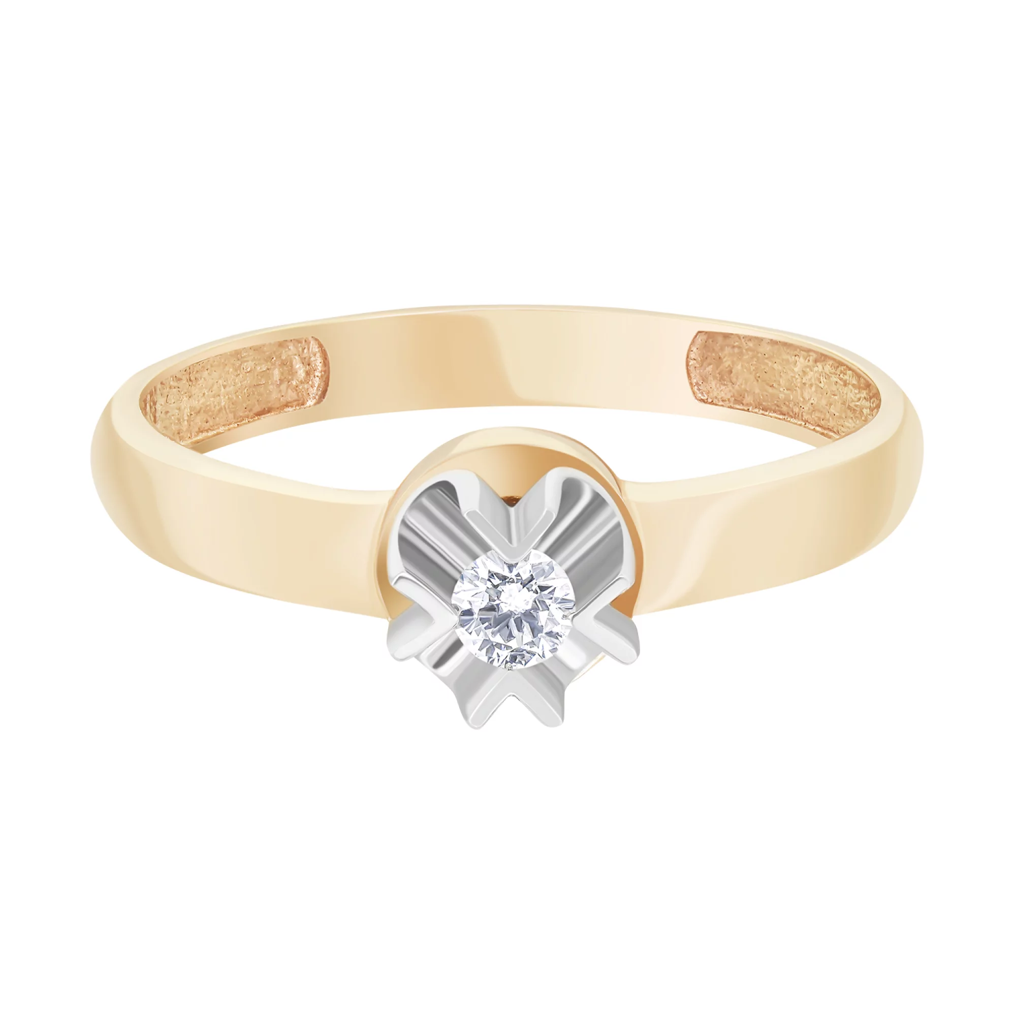 Золотое помолвочное кольцо с бриллиантом - 1626219 – изображение 2