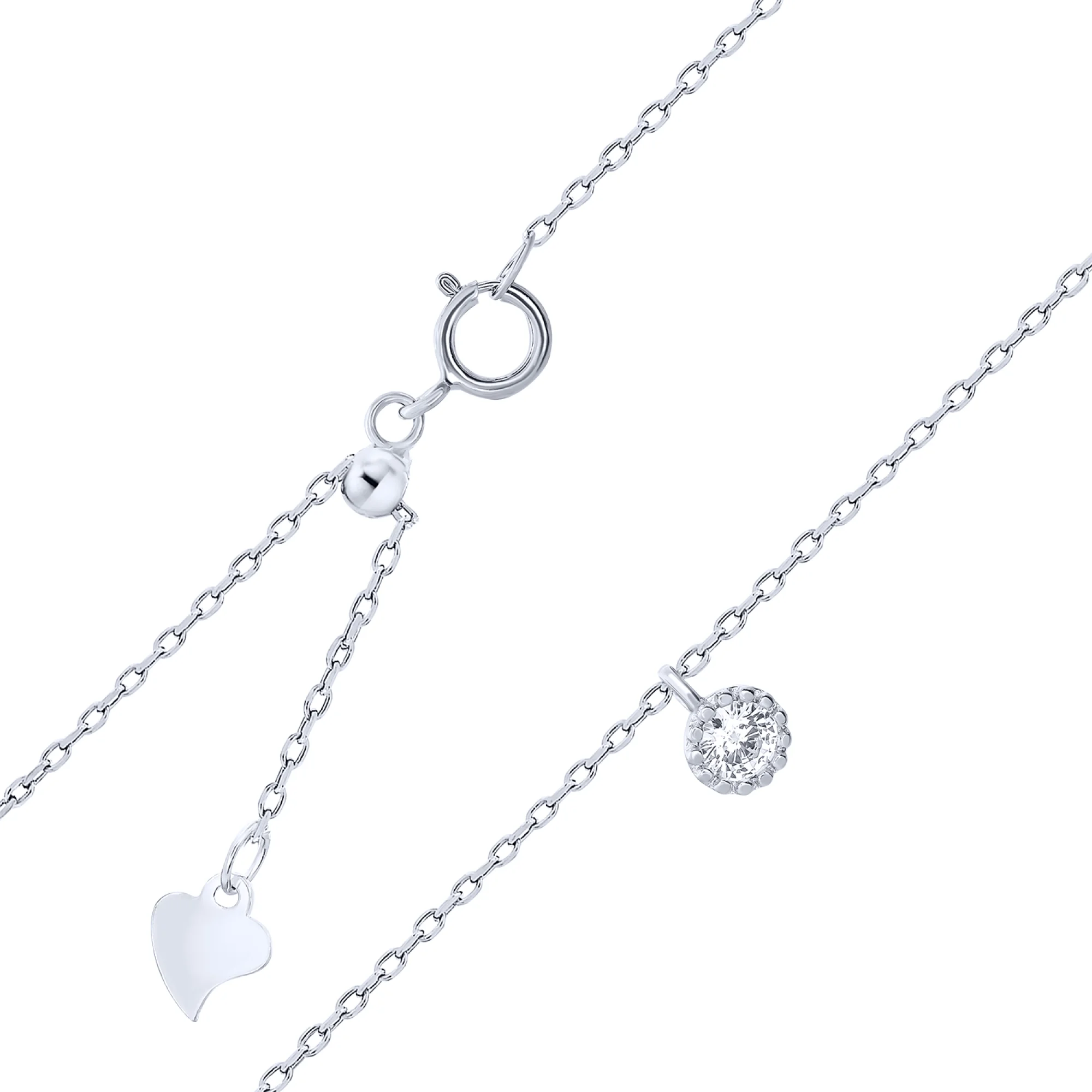 Серебряная цепочка с подвеской из фианита плетение якорное - 1557220 - 1