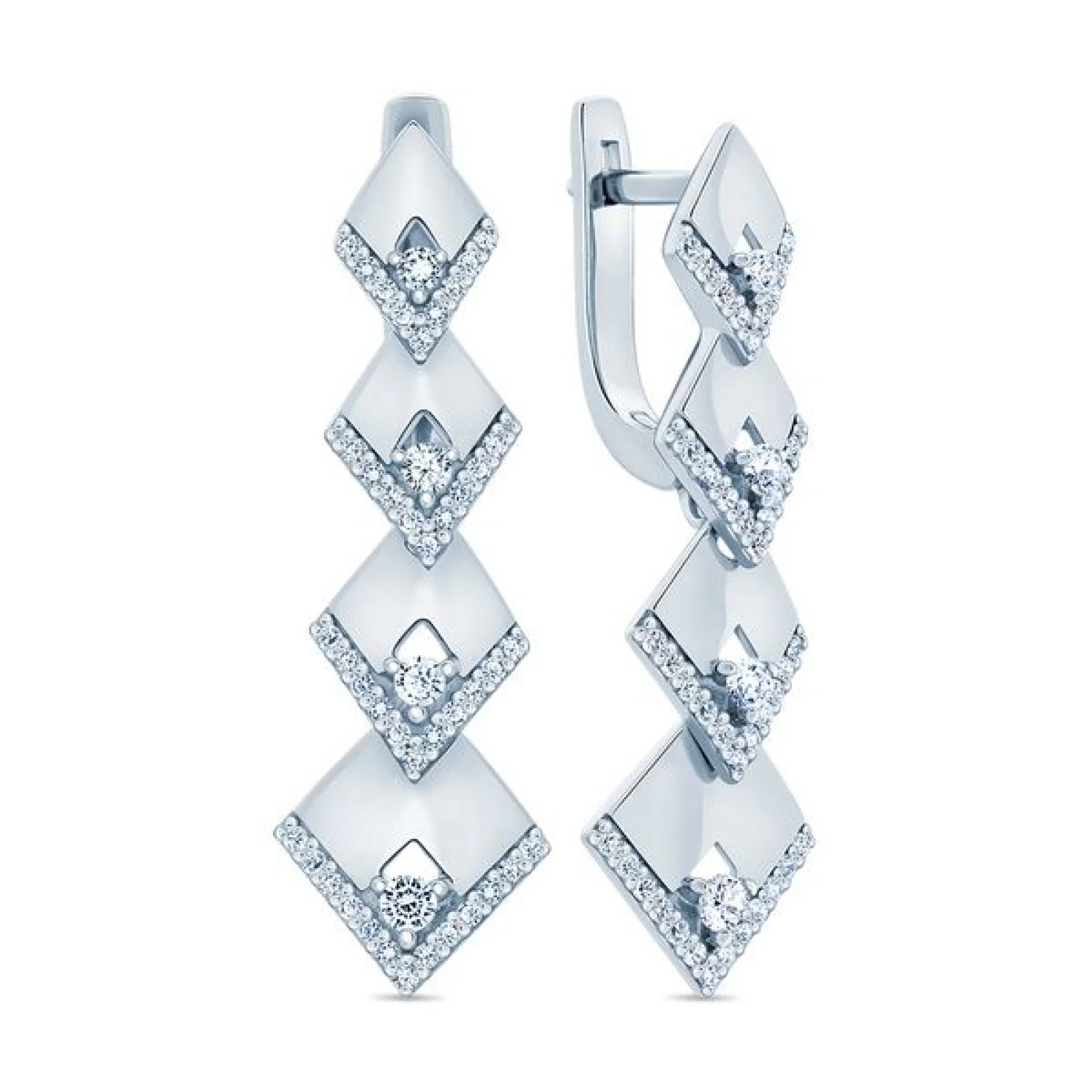 Серебряные серьги с цирконием - 405953 - 1