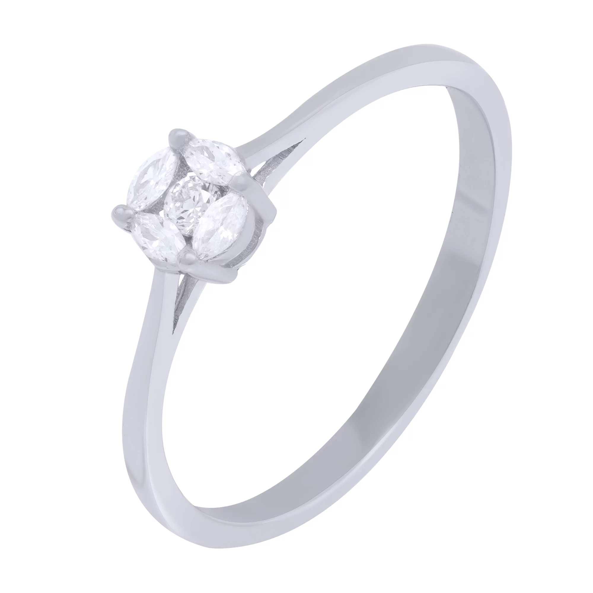 Помолвочное серебряное кольцо с фианитами - 1639605 – изображение 1