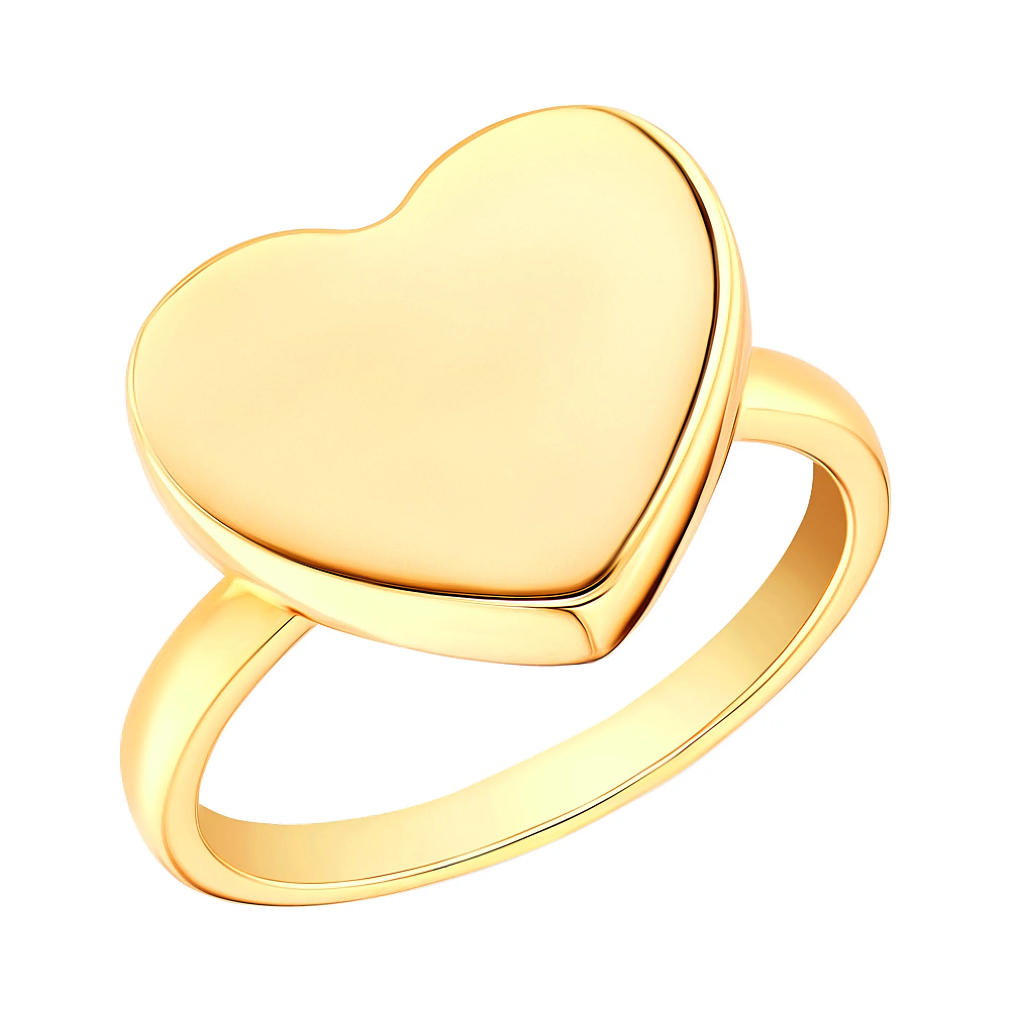 Кольцо из лимонного золота "Сердце" - 960134 – изображение 1