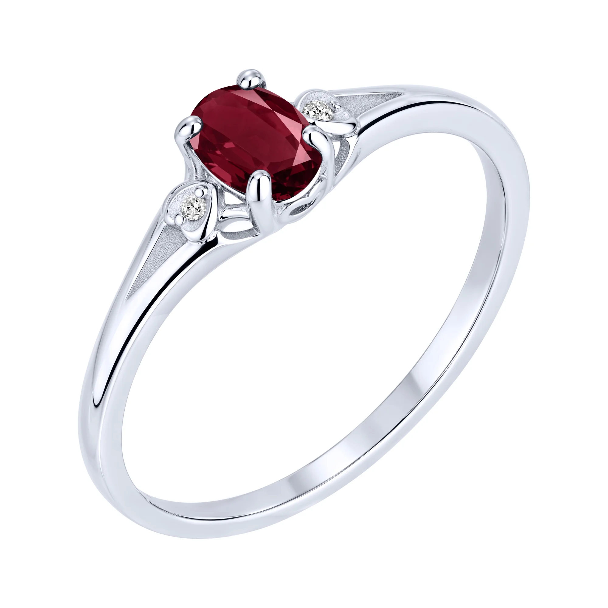 Кольцо из серебра с рубином и фианитами - 2299294 - 1