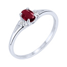 Кольцо из серебра с рубином и фианитами - 2299294