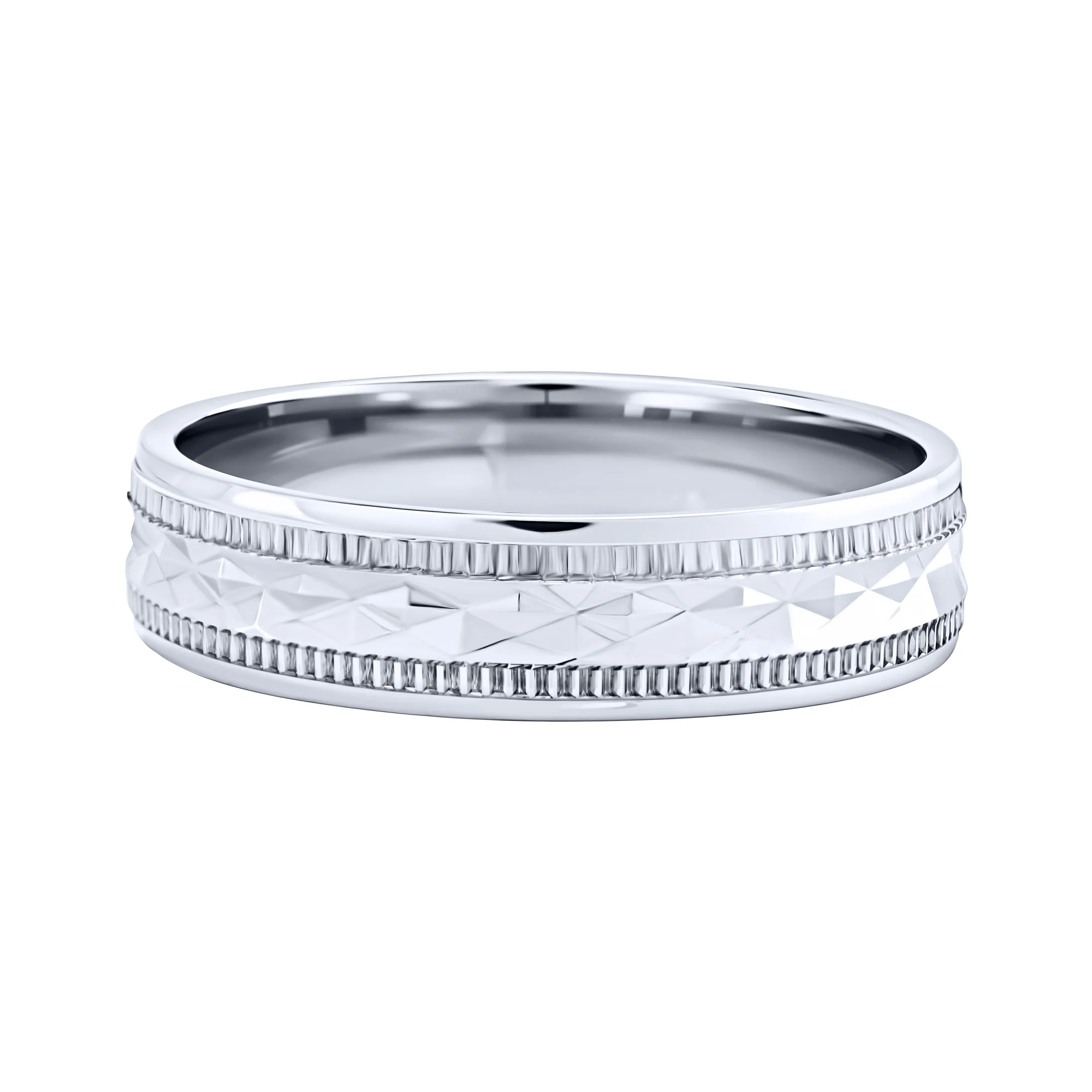 Серебряное обручальное кольцо с алмазной гранью - 2092425 - 2