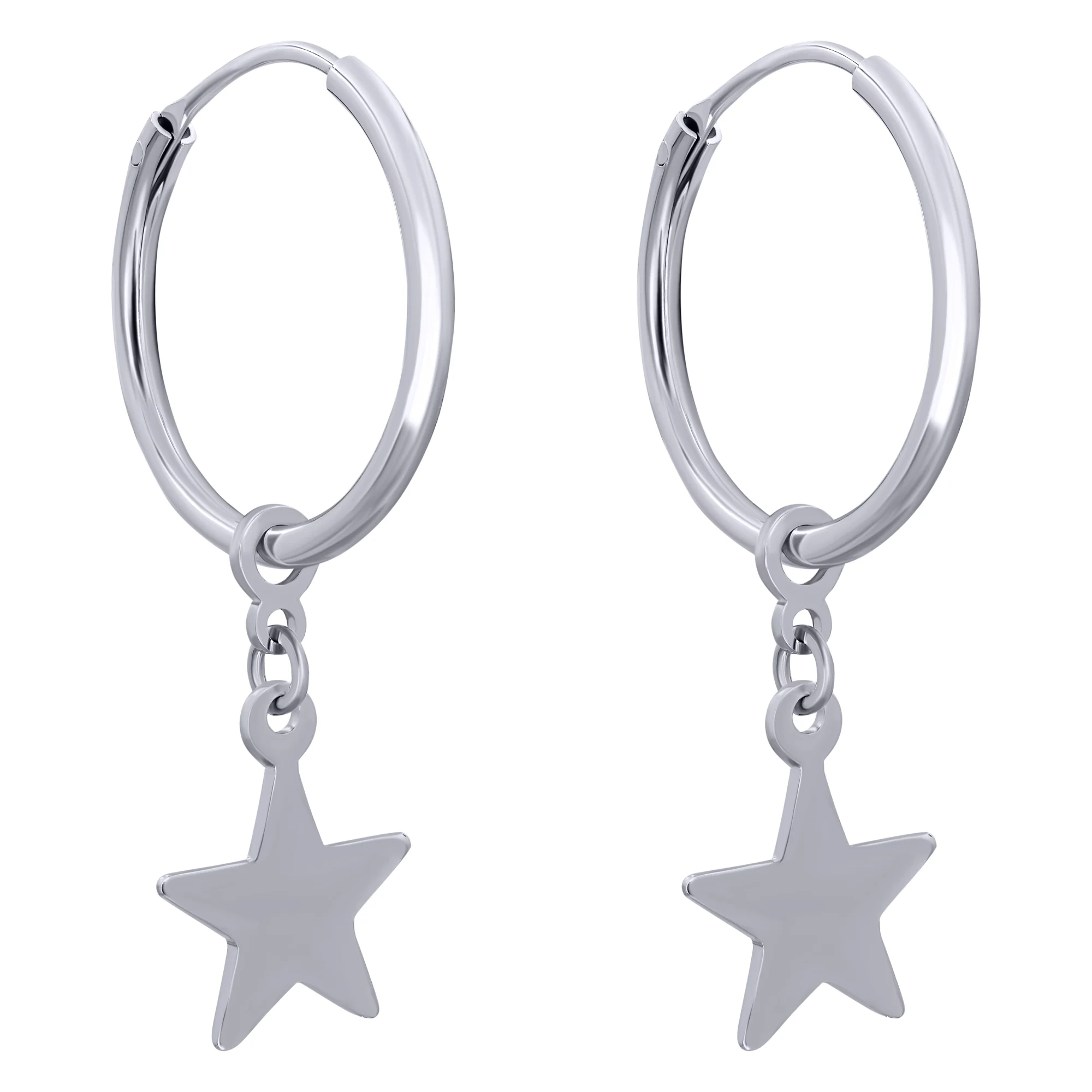 Сережки-кільця срібні з підвісом "Зірка" - 886242 - 1