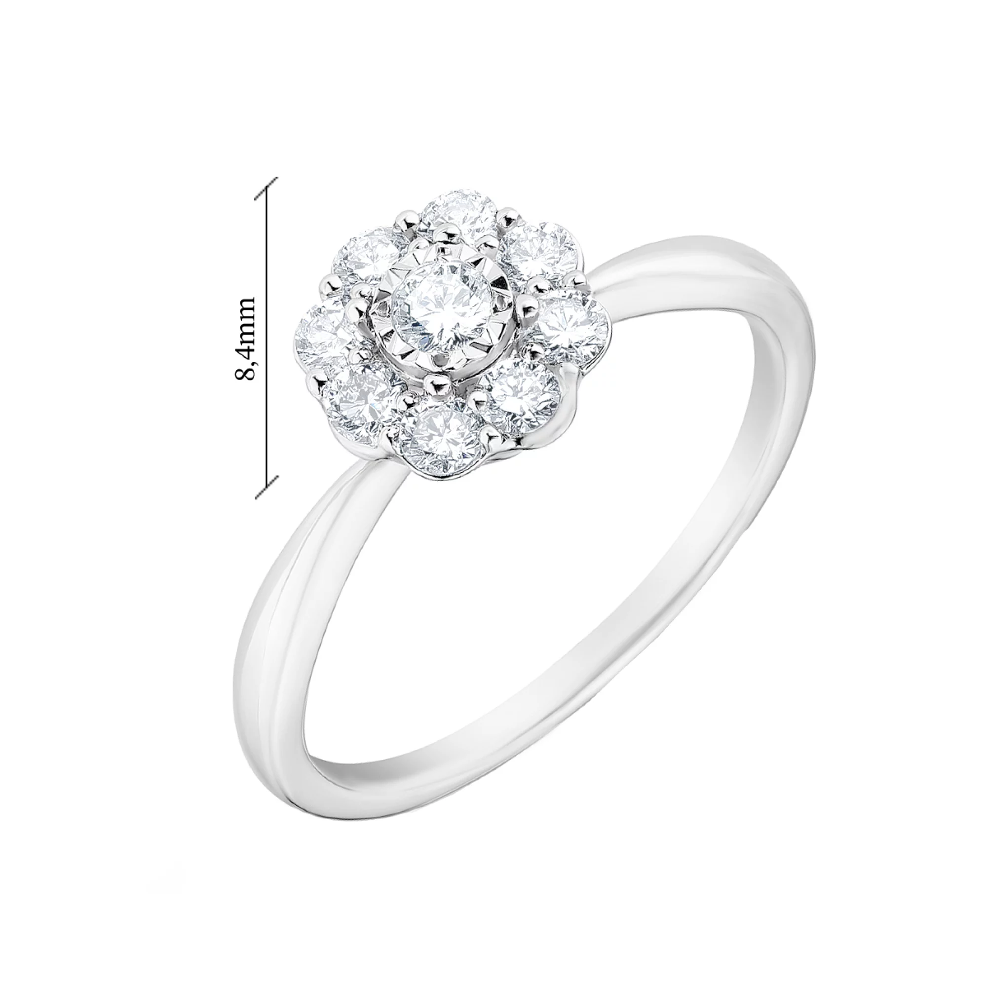 Кольцо в белом золоте "Цветок" с бриллиантами - 1669459 – изображение 5