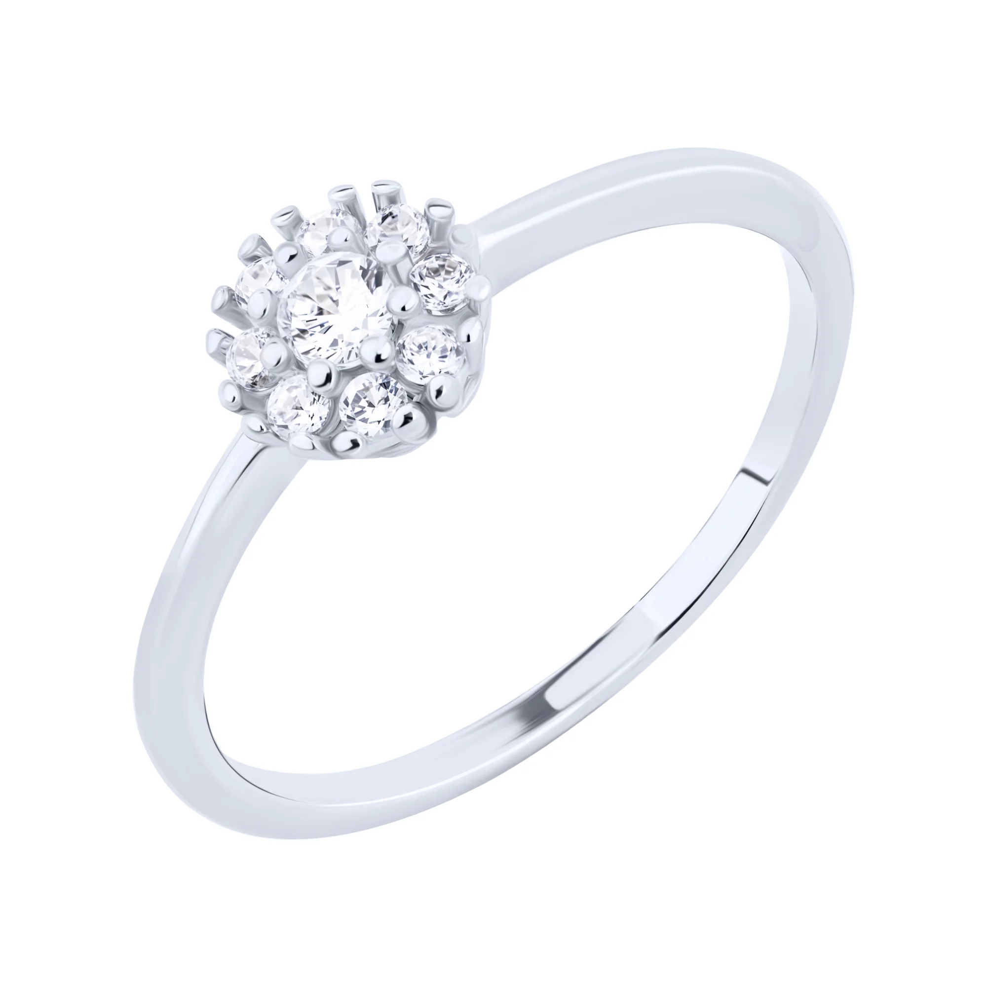 Кольцо из серебра "Цветок" с фианитами - 2122965 - 1