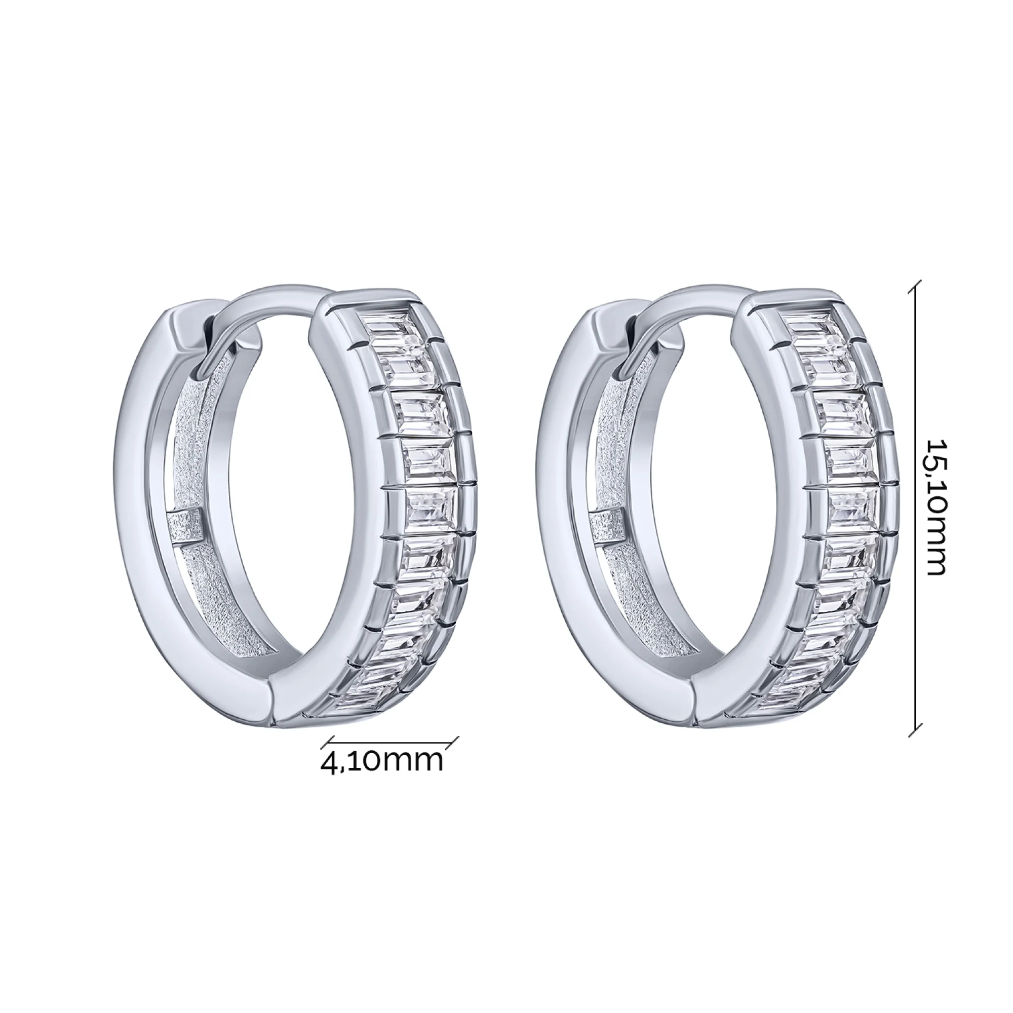 Серебряные серьги-кольца с фианитами - 2089715 - 3