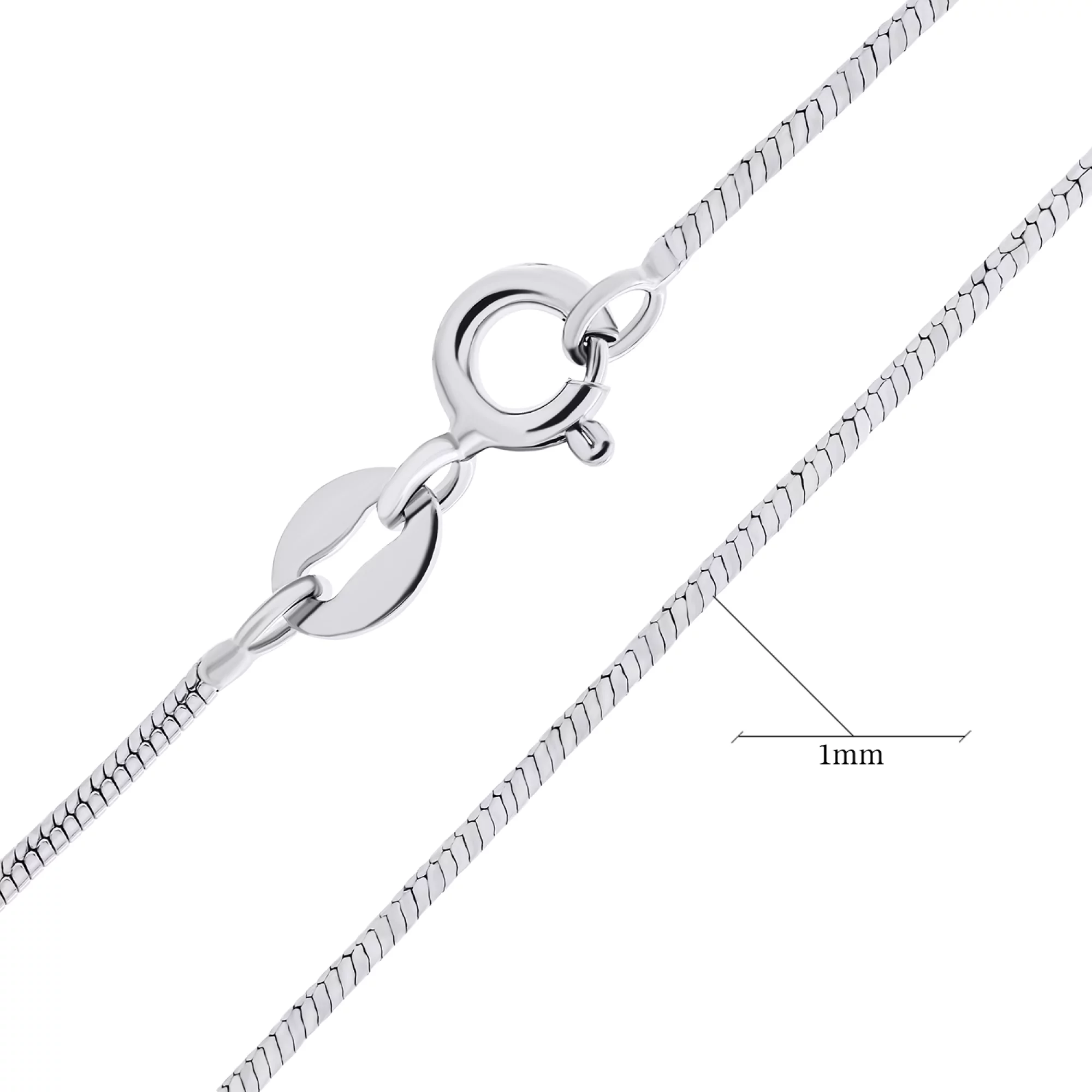 Ланцюжок зі срібла з родіюванням плетіння снейк - 1528995 – зображення 2