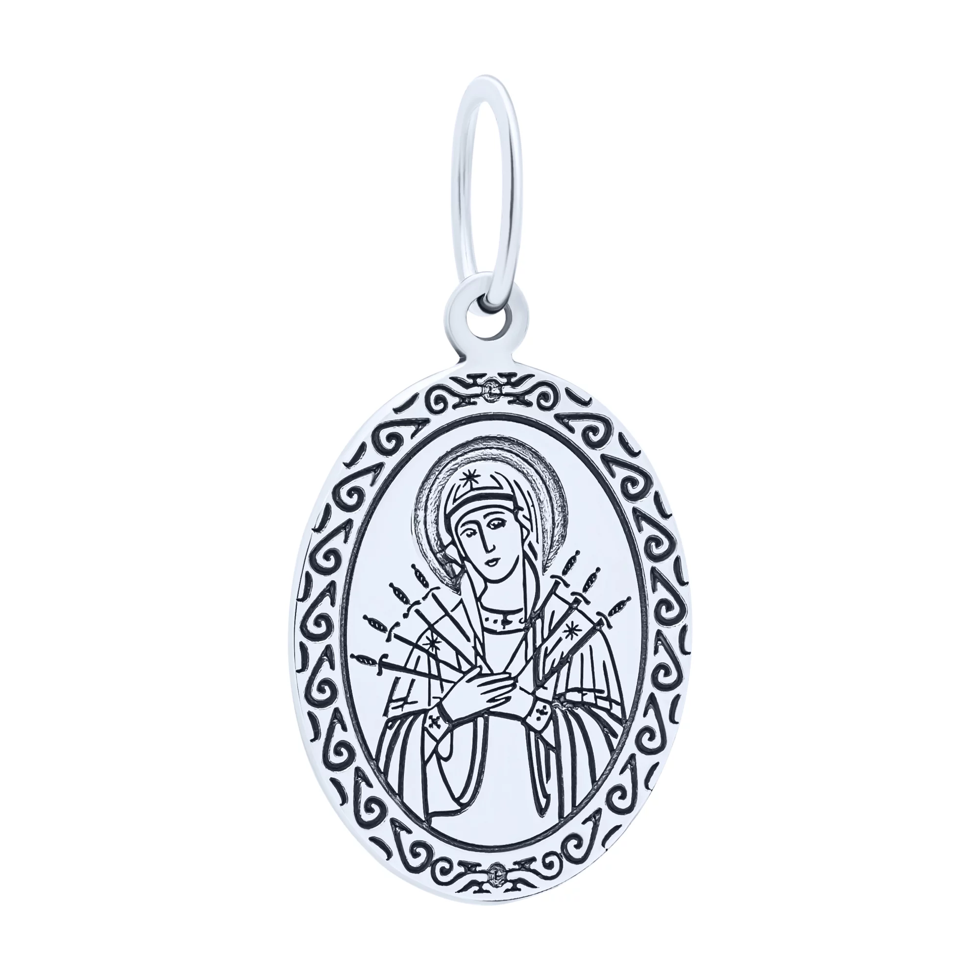 Ладанка из серебра Богородица "Семистрельная" с чернением - 1760858 – изображение 1