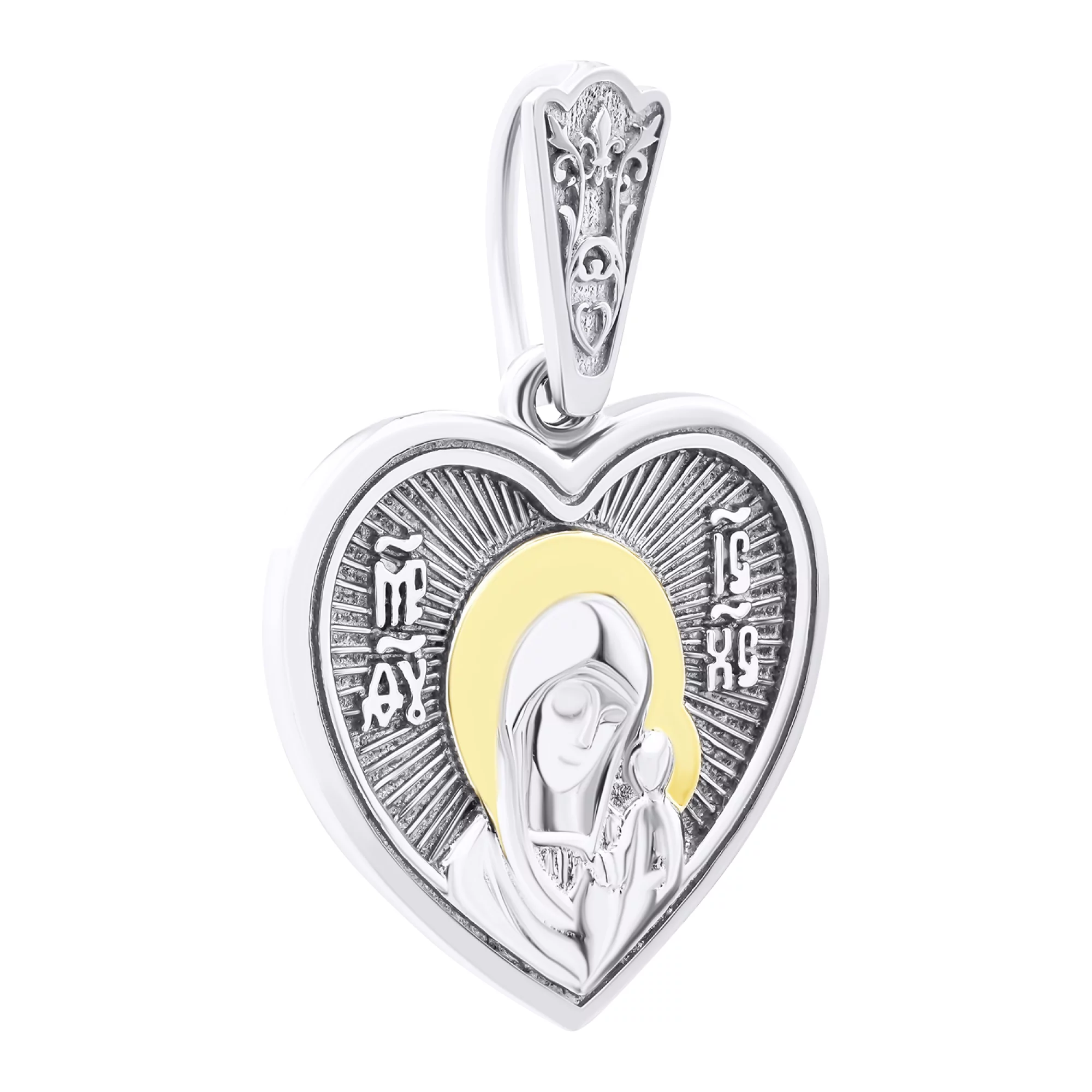 Серебряная подвеска-иконка Божией Матери "Казанская" с позолотой - 1549748 – изображение 1