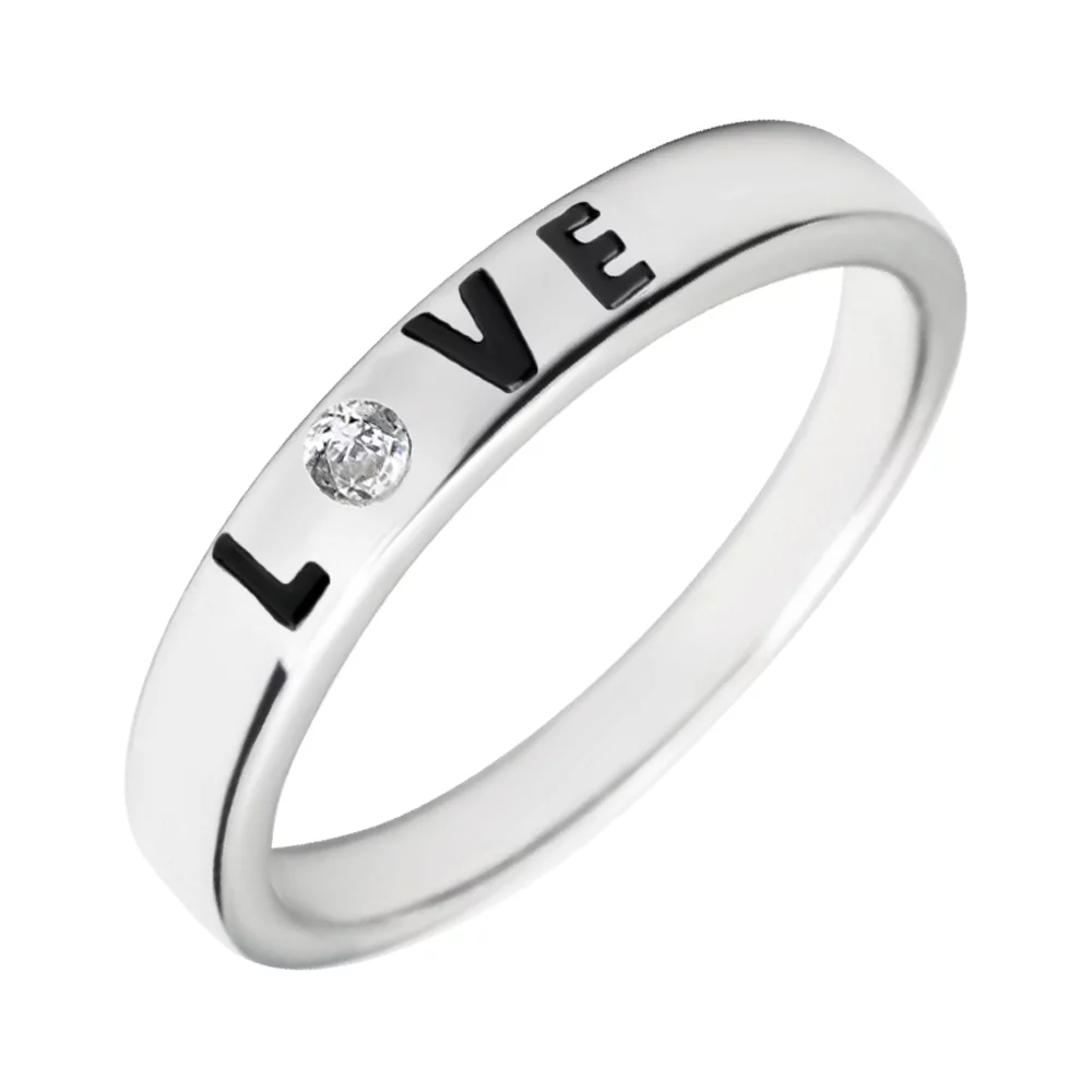 Кольцо из серебра Love с фианитом. Артикул 7501/К2Ф/1346: цена, отзывы, фото – купить в интернет-магазине AURUM