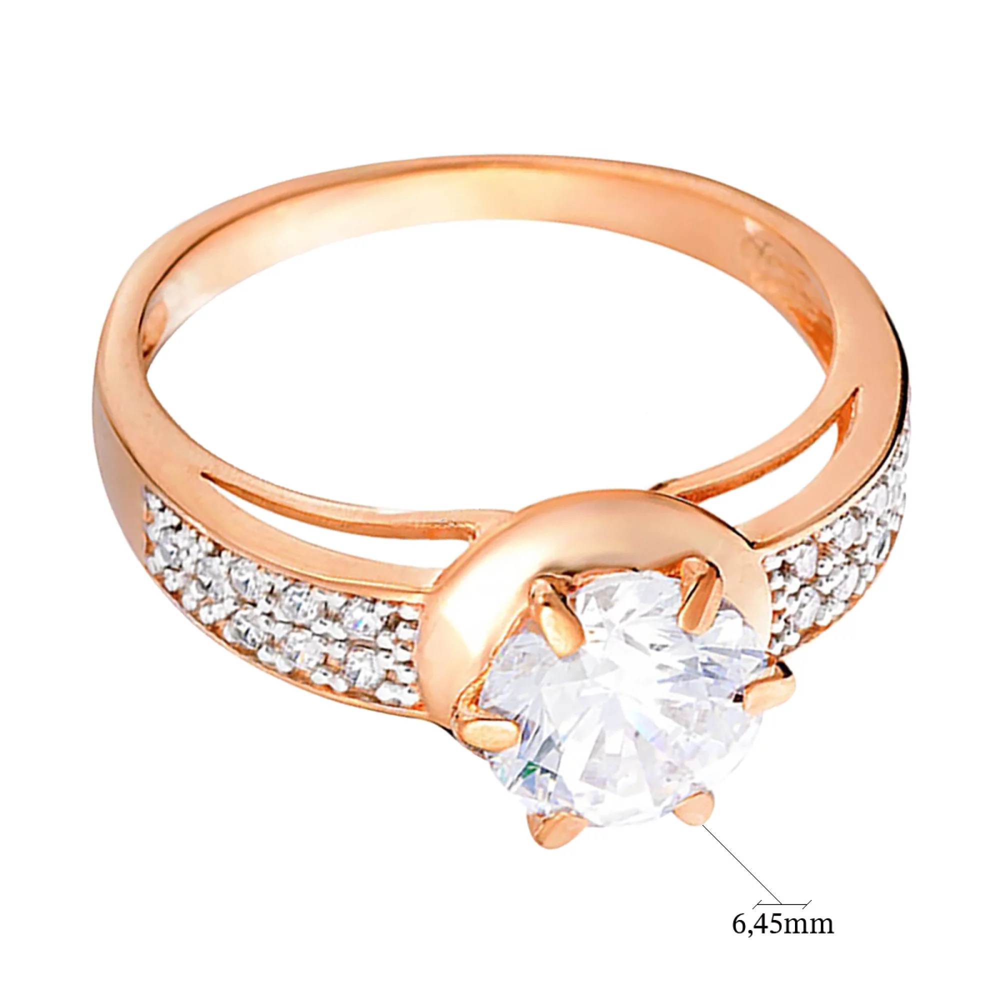 Золотое кольцо с фианитом - 569392 – изображение 2