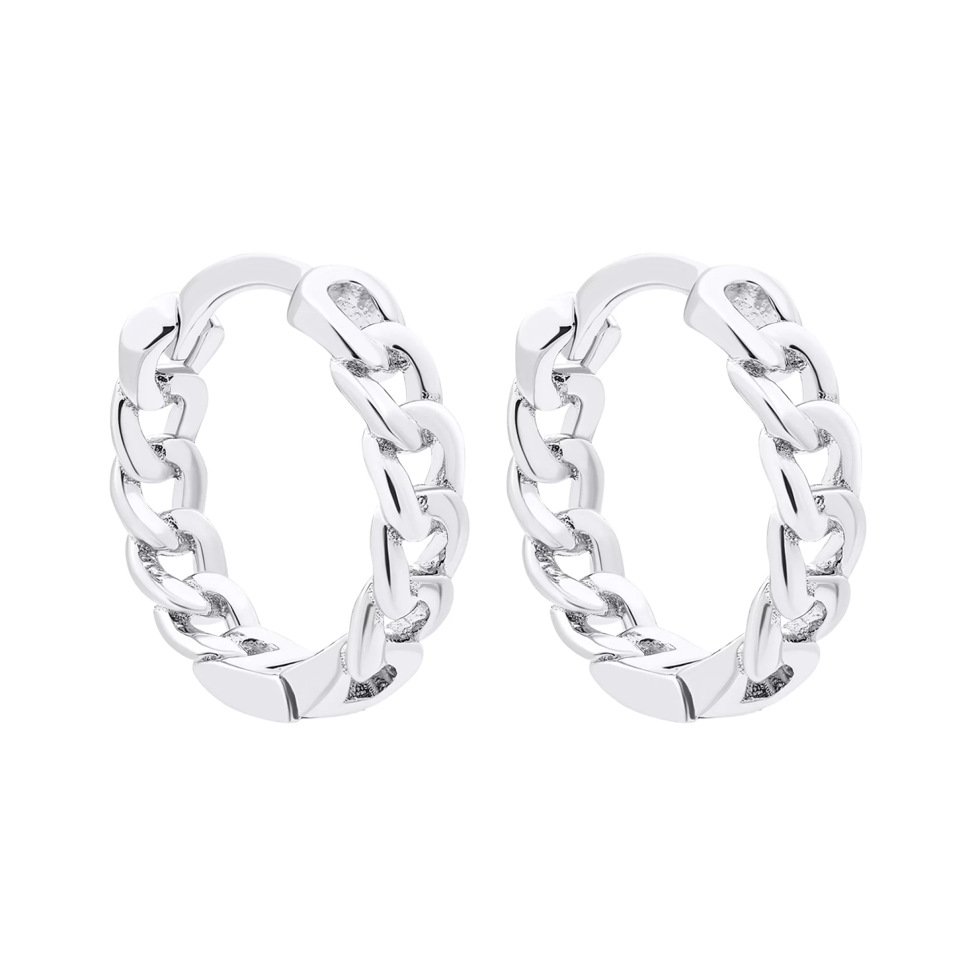 Серьги-кольца серебряные в форме цепочки - 1520813 – изображение 1