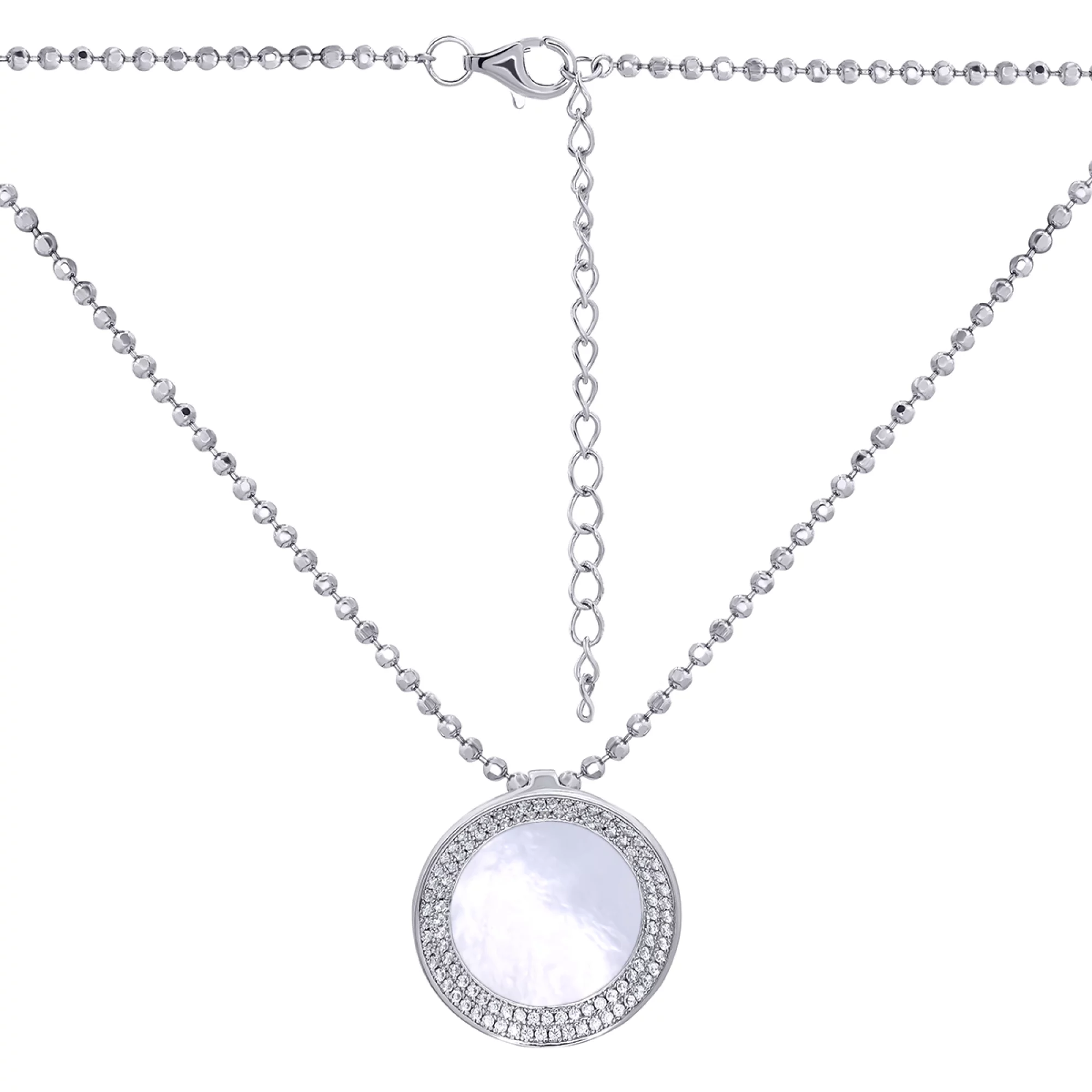 Цепочка из серебра с подвеской с перламутром и фианитом плетение фантазийное - 964700 – изображение 1