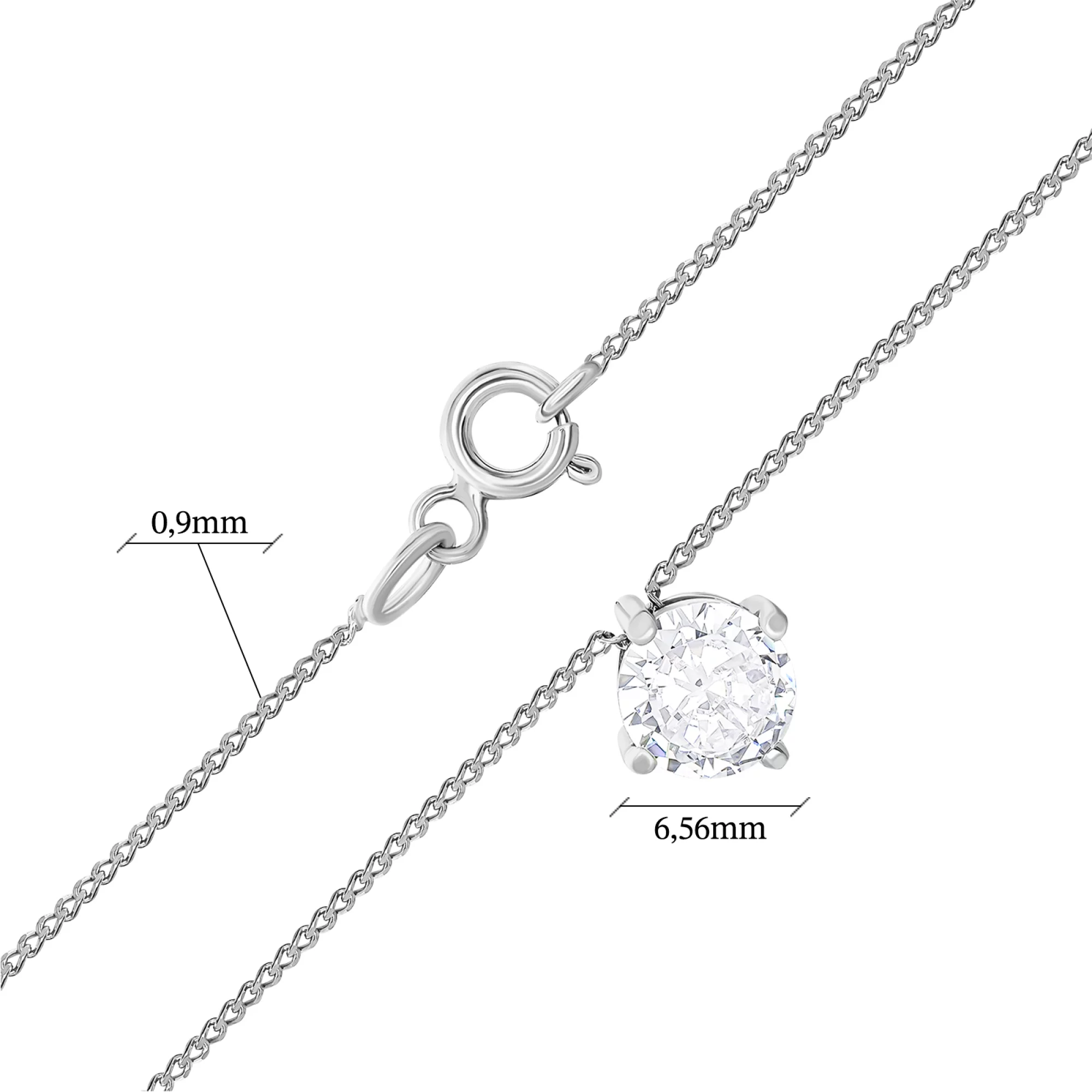 Серебряная цепочка с подвеской и фианитом плетение панцирное - 1579420 – изображение 3