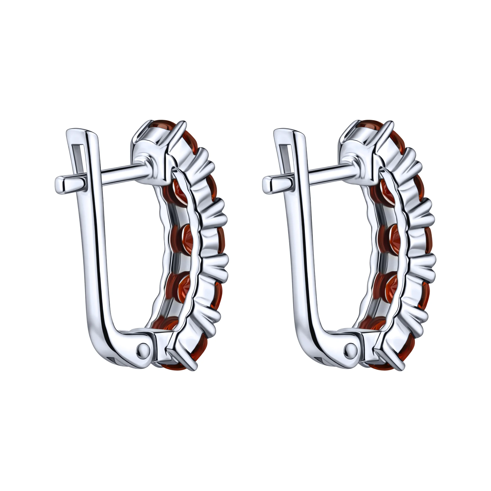 Сережки-дорожки из серебра с гранатом - 2263950 - 2