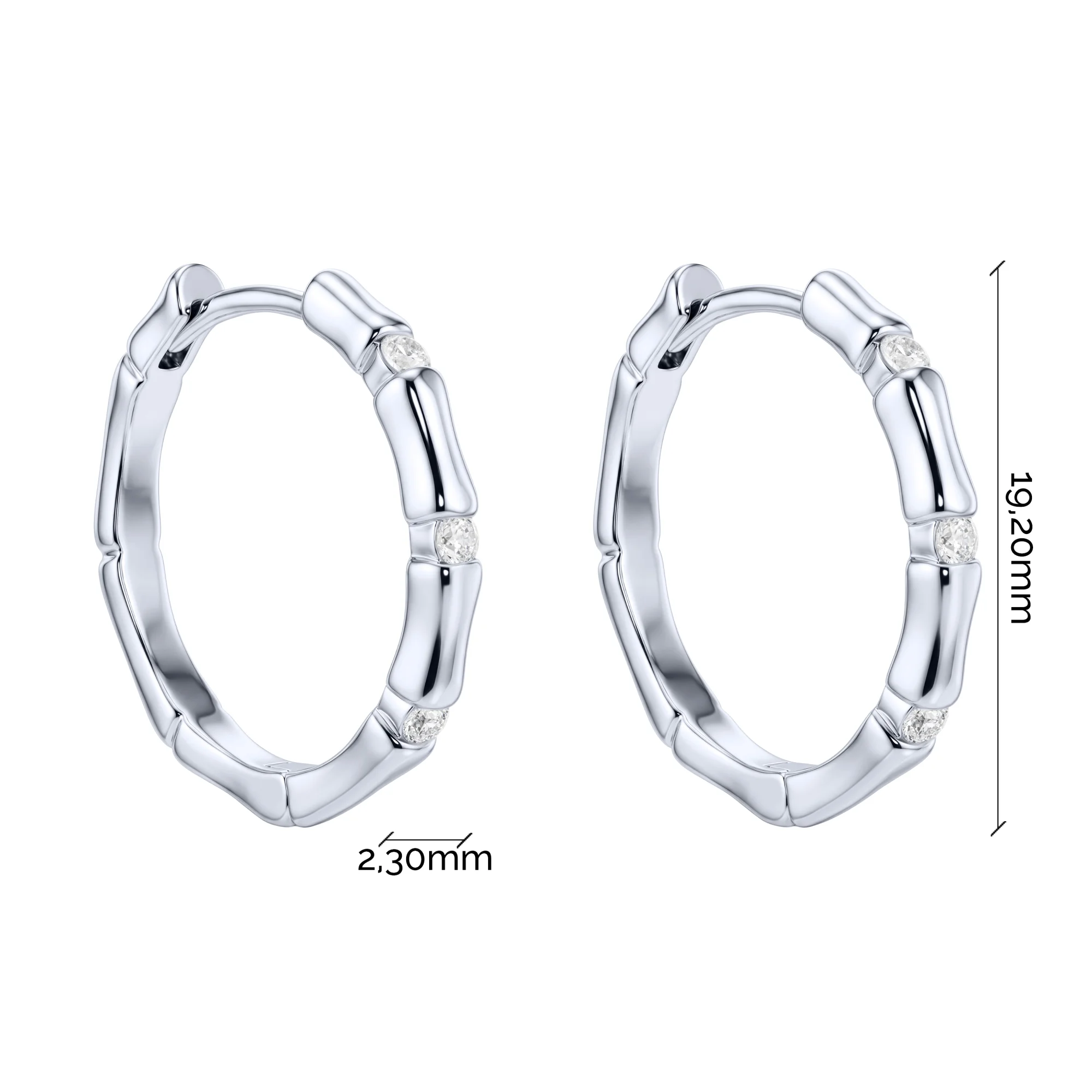 Серьги-кольца из серебра с фианитами - 2186994 - 3