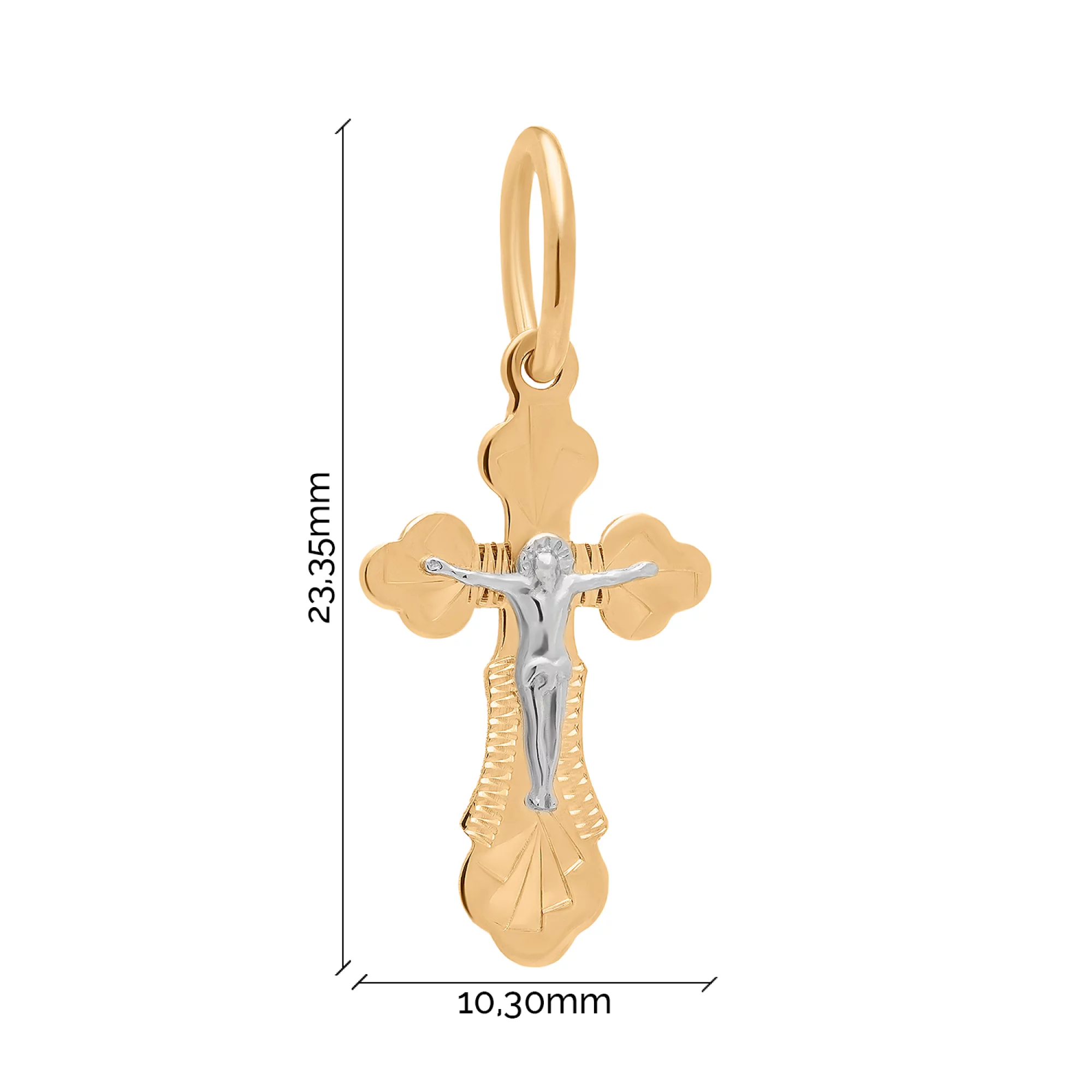 Крестик православный из комбинированного золота - 1761542 – изображение 3