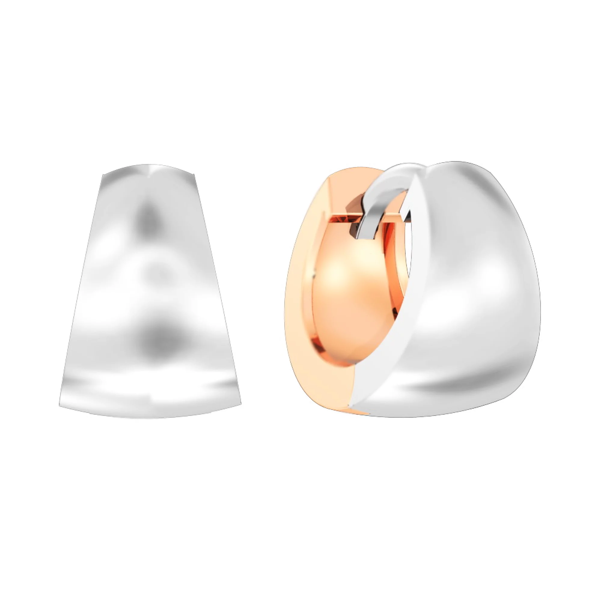 Сережки-кольца из комбинированого золота - 964469 – изображение 1