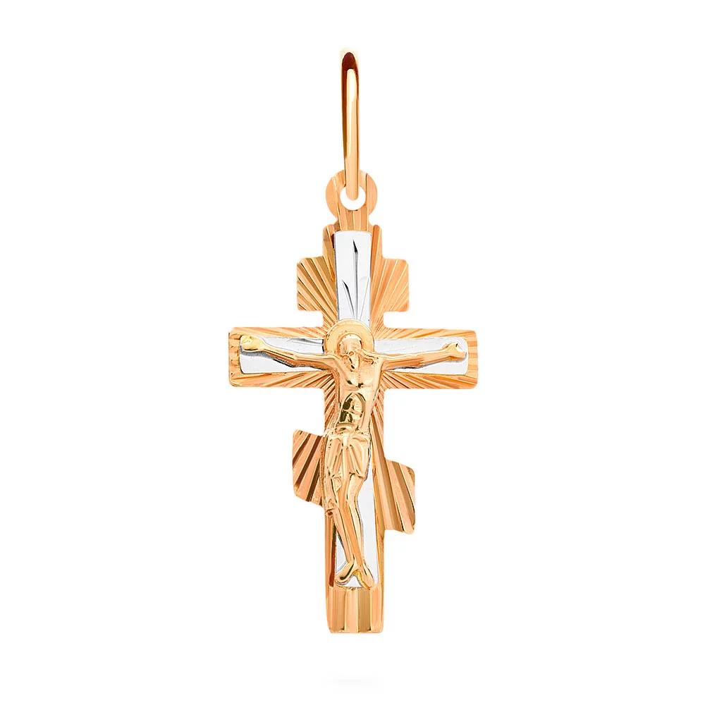 Крестик из комбинированого золота. Артикул 521003н: цена, отзывы, фото – купить в интернет-магазине AURUM