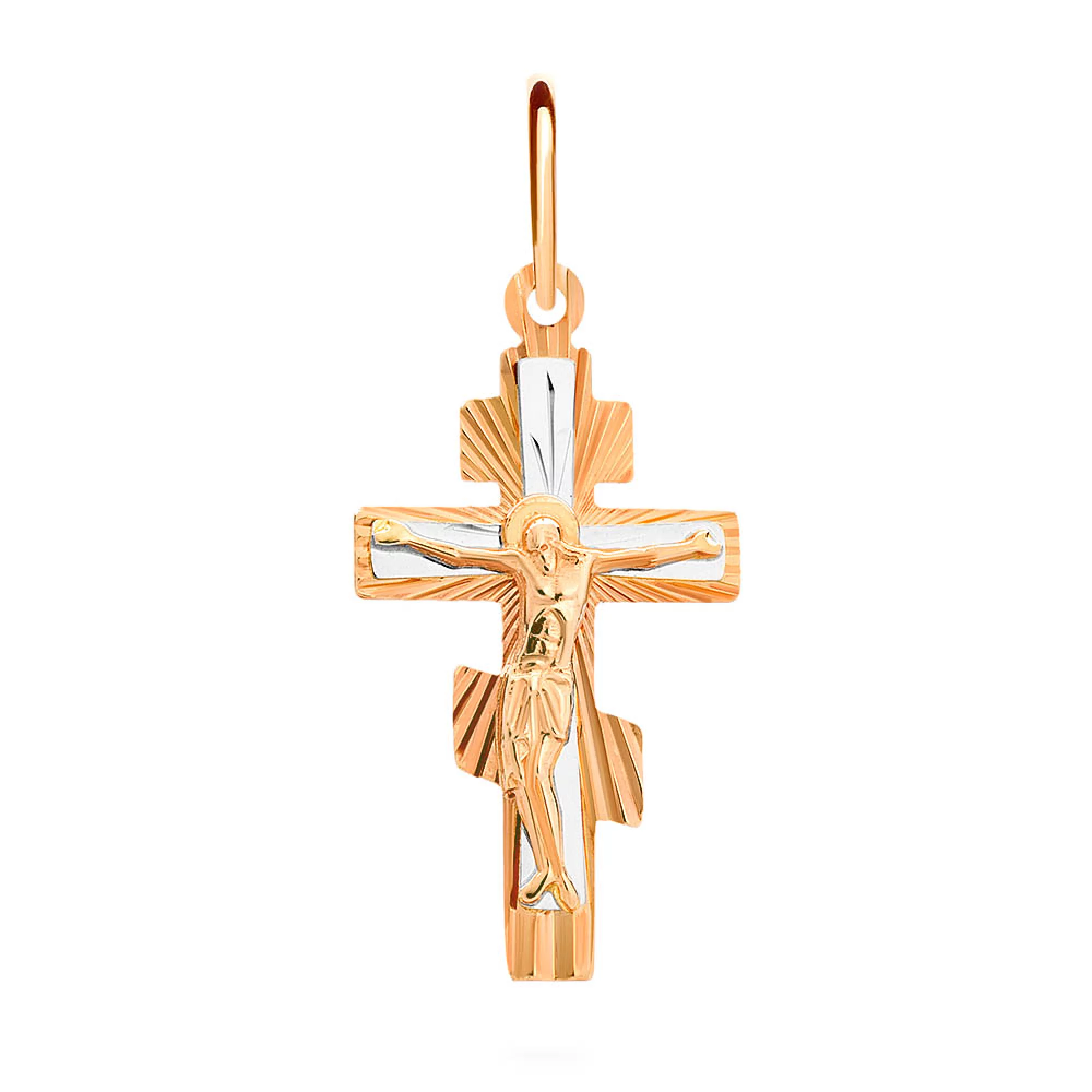 Хрестик з комбінованого золота - 964194 – зображення 1