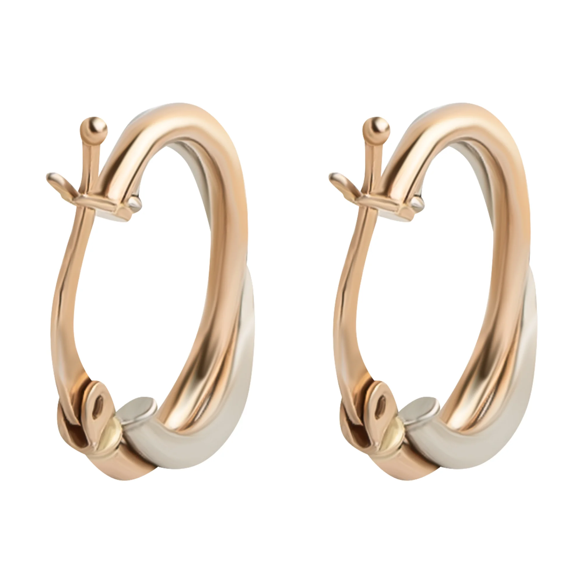 Сережки-кольца из комбинированного золота - 952348 - 2