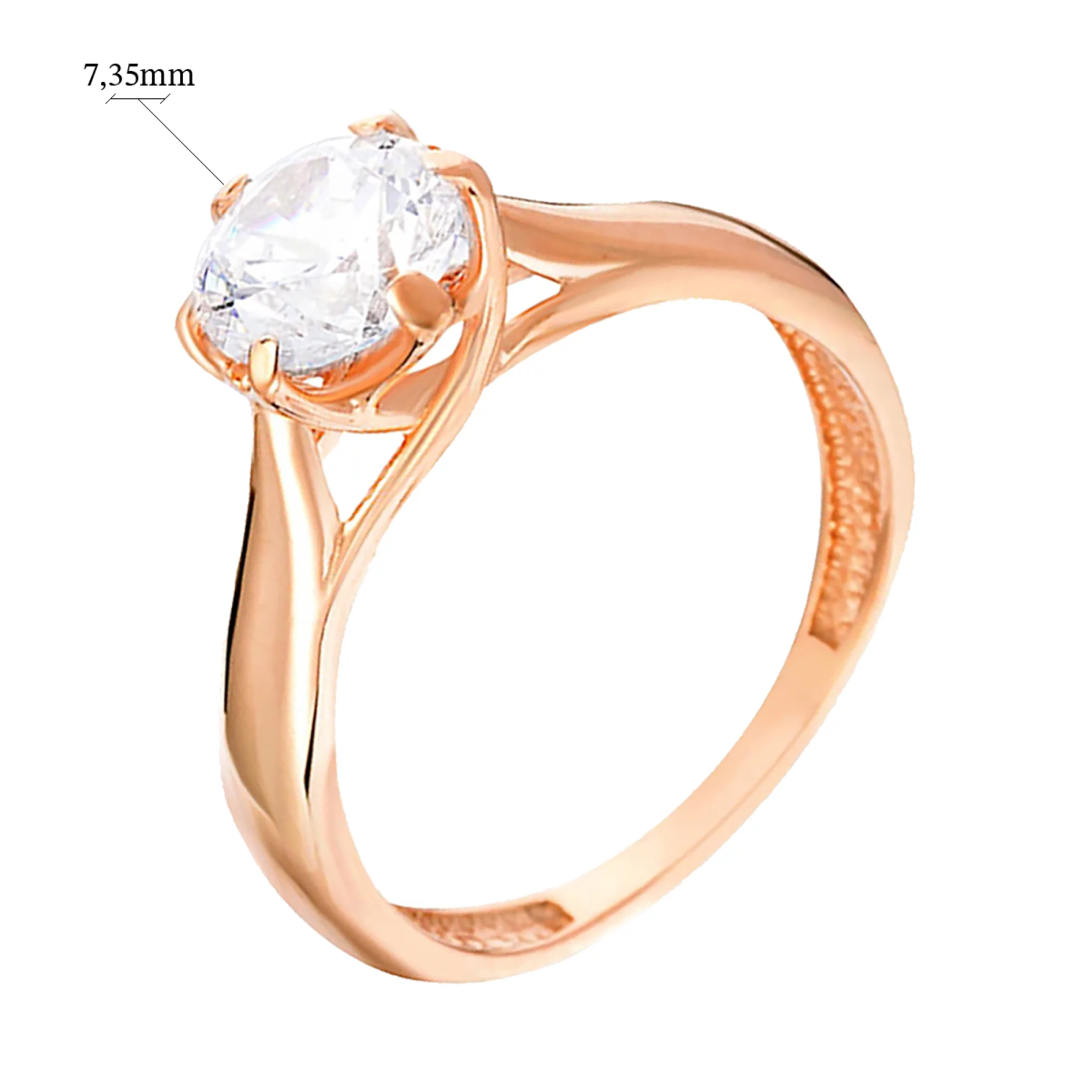 Золотое кольцо с фианитом - 569371 – изображение 2