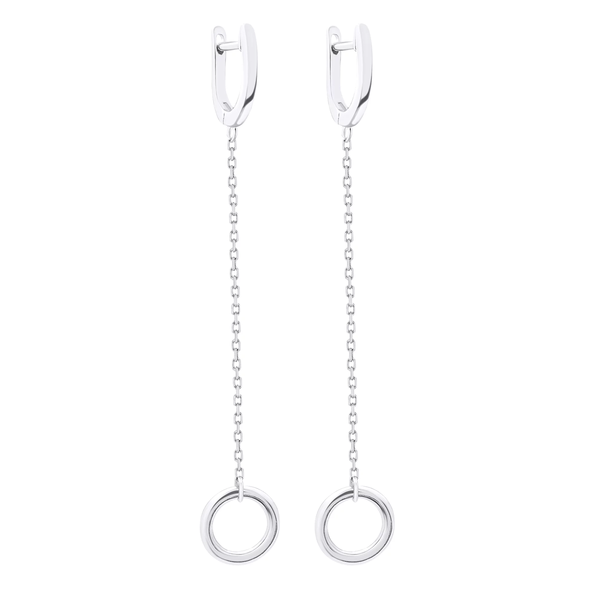 Срібні сережки з підвісками "Кільця" - 1520783 – зображення 1