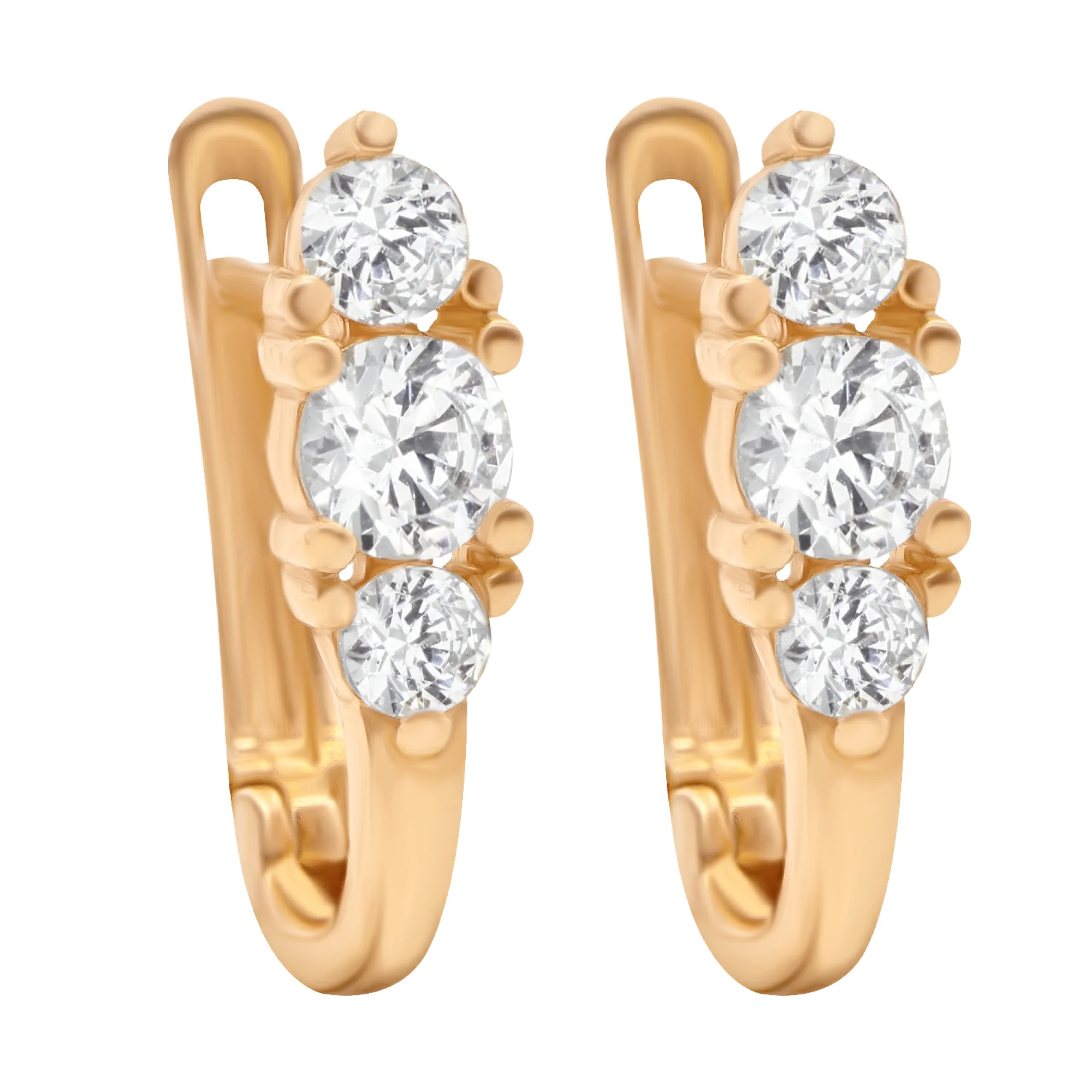 Сережки из красного золота с фианитами - 936389 - 1